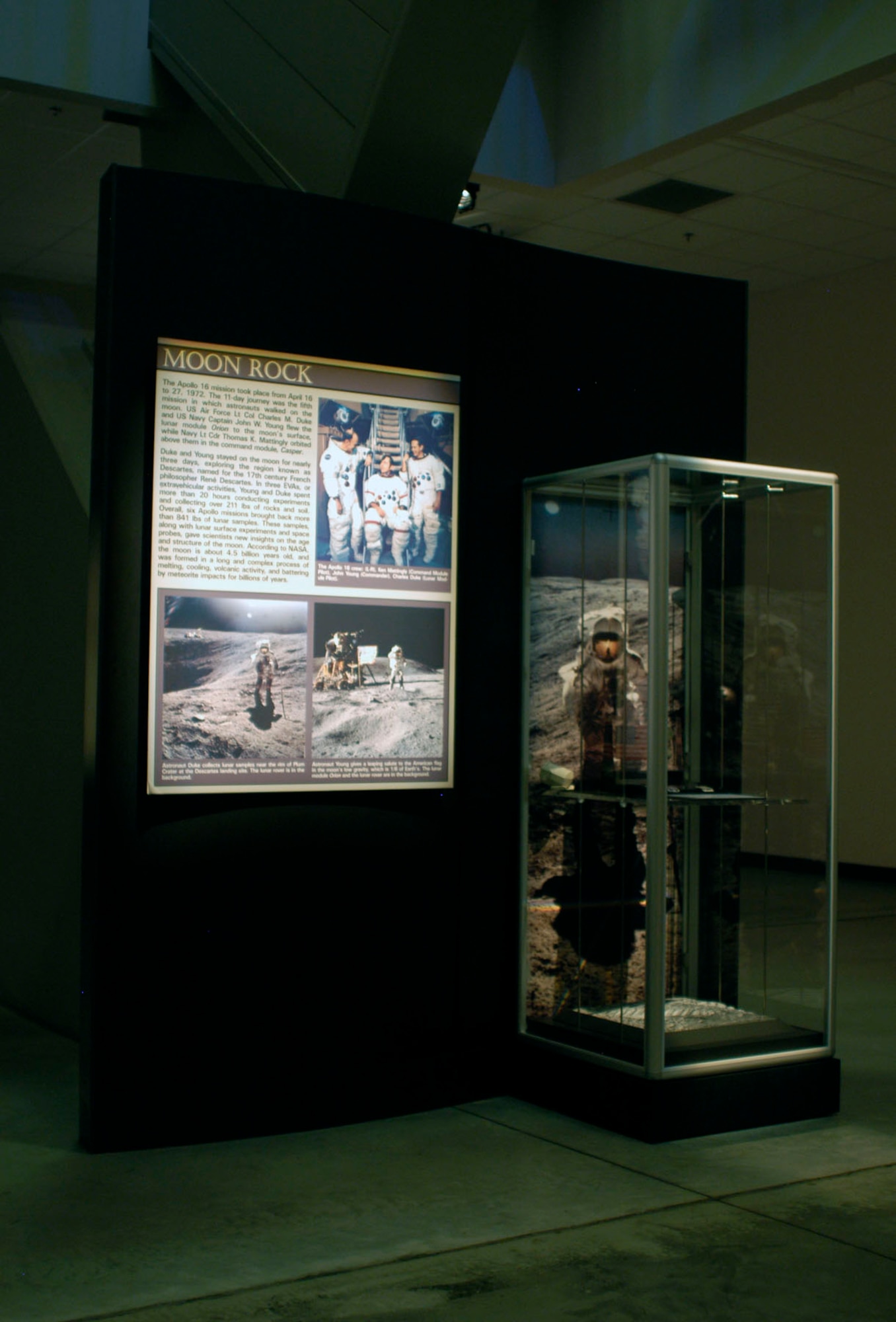 DAYTON, Ohio -- Moon Rock exhibit in the Missile & Space Gallery at the National Museum of the United States Air Force. (U.S. Air Force photo)