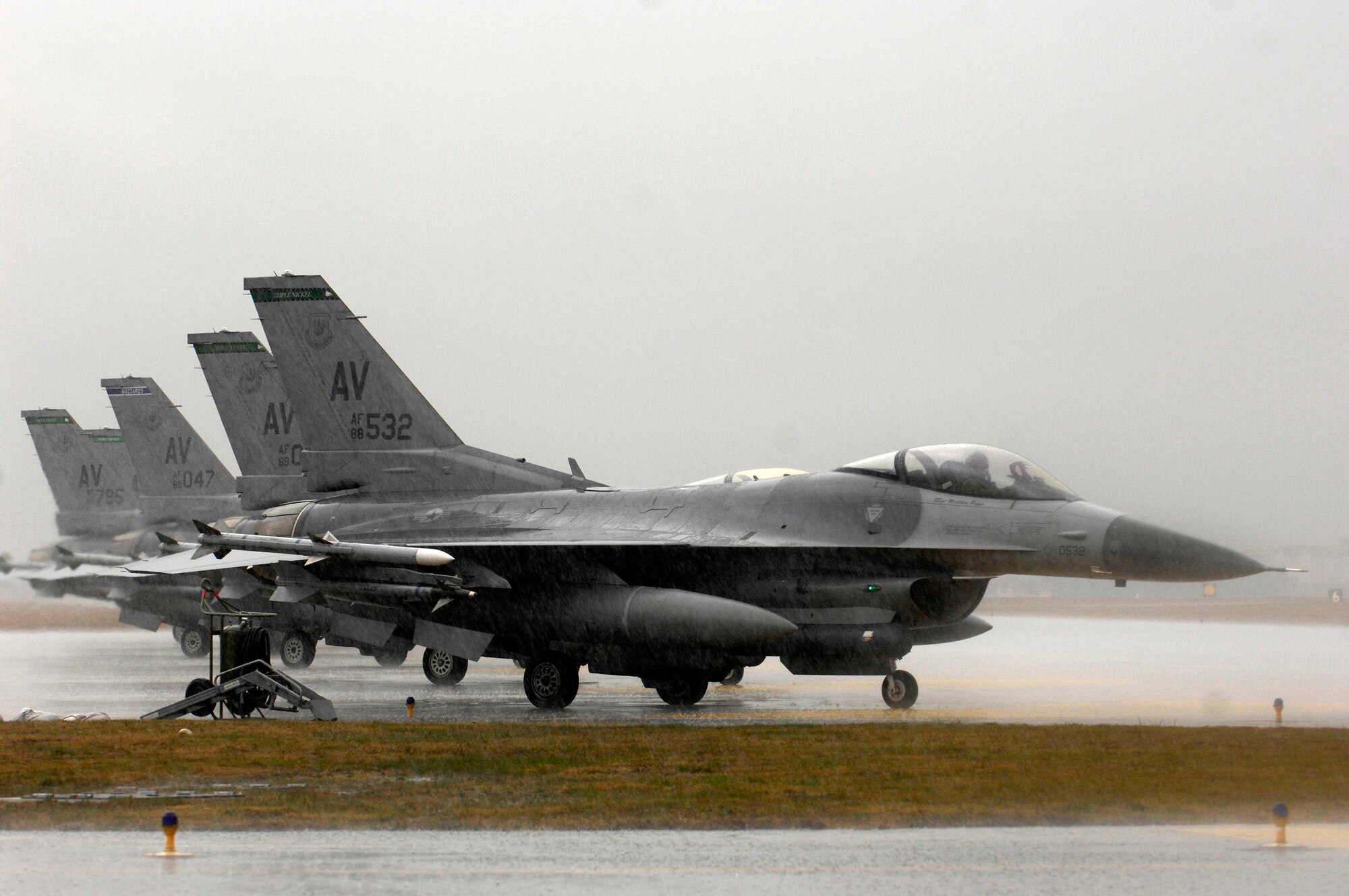 F-16 Fighting Falcons, like the ones shown, fly combat missions daily in support of Operation Iraqi Freedom. The F-16, a compact, multi-role fighter, is highly maneuverable and has proven itself in air-to-air combat and air-to-ground surface attack. (U.S. Air Force photo/Airman 1st Class Michael S. Dorus)