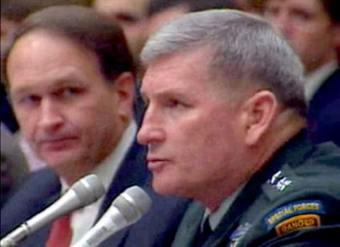 United States Army Chief of Staff Gen Peter Schoomaker speaks during  the House Armed Services Committee regarding challenges and obstacles wounded and injured servicemembers face during recovery, March 8, 2007.