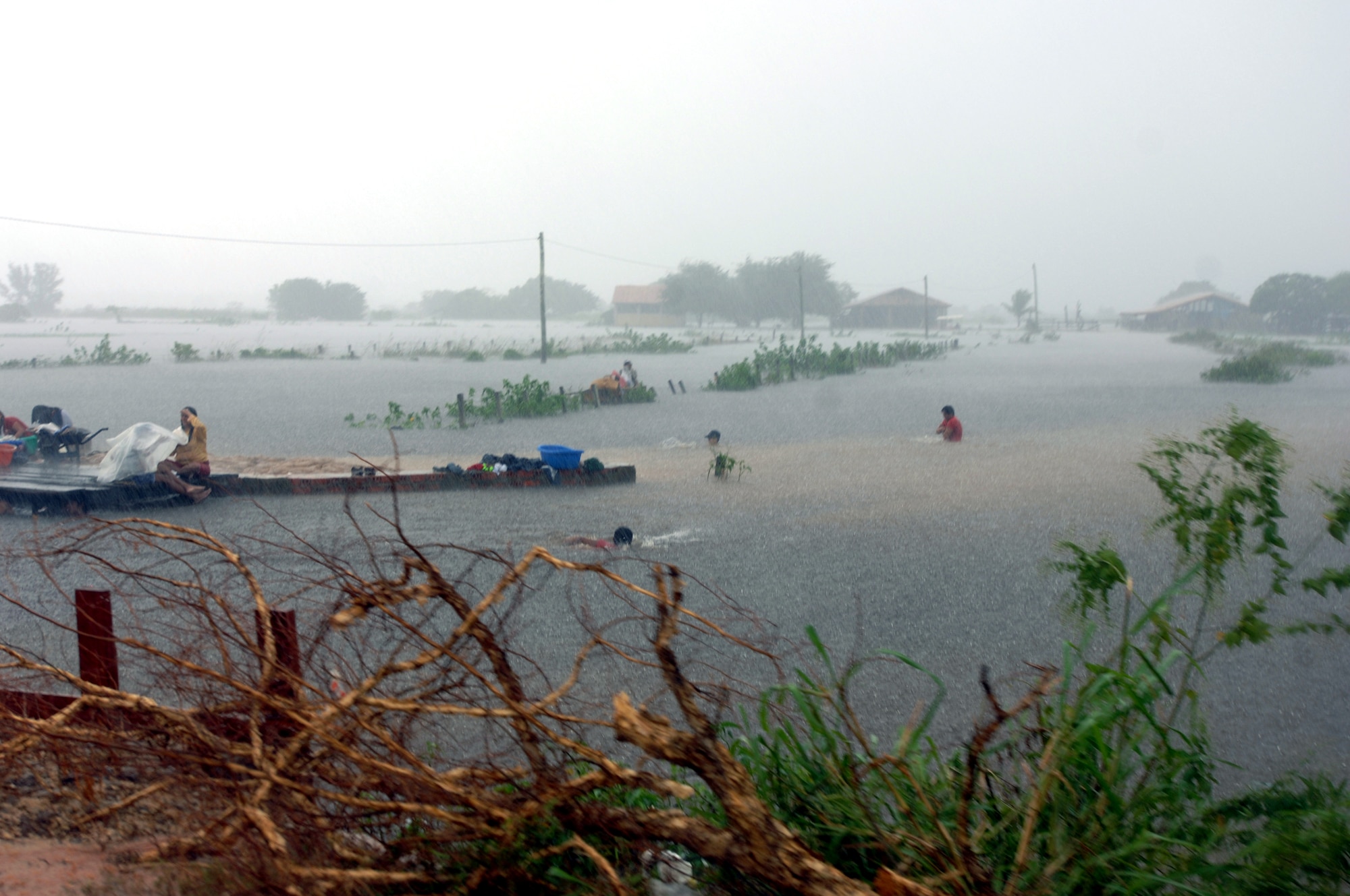 Communities in Trinidad, Bolivia, are flooded by El Nino rains that hit March 5. U.S. Southern Command, in cooperation with the U.S. Agency for International Development, is delivering humanitarian supplies in response to devastating floods in Eastern Bolivia. (U.S. Army photo/Spc. Clayton Corey)
