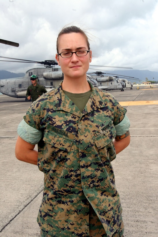 Sgt. Amanda Harquail, administrative chief MAG-34, may not fly or work on the helicopters in her squadron, but without her there would be no one to fly the machines. "We take care of our guys, so they can take care of the birds," she said.