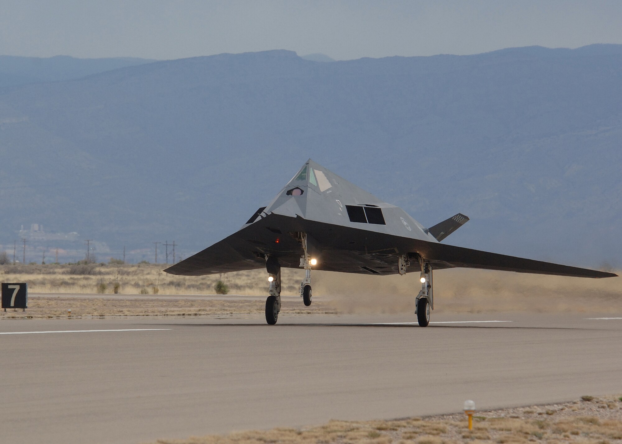 The Gray Dragon F-117A Nighthawk is one of the first to fly into retirement to Tonopah Test Range, Nev., March 12. (U.S. Air Force photo by Airman 1st Class John Strong)