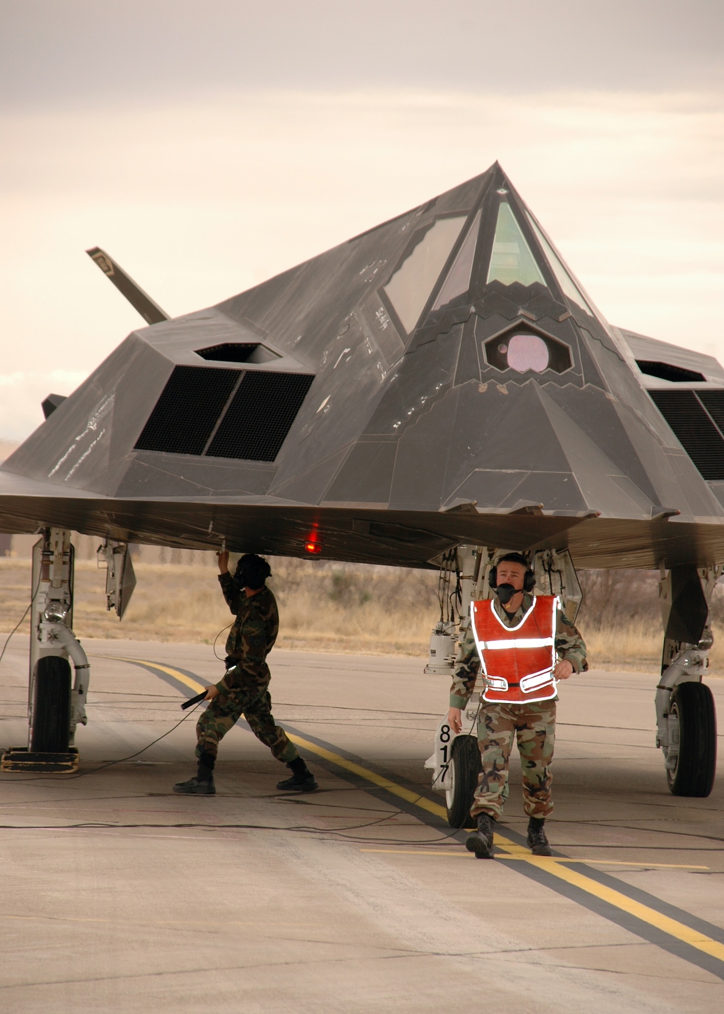 The first six F-117A Nighthawks are prepared for their final flight before taking off to Tonopah Test Range, Nev., March 12. (U.S. Air Force photo by Airman Jamal Sutter)