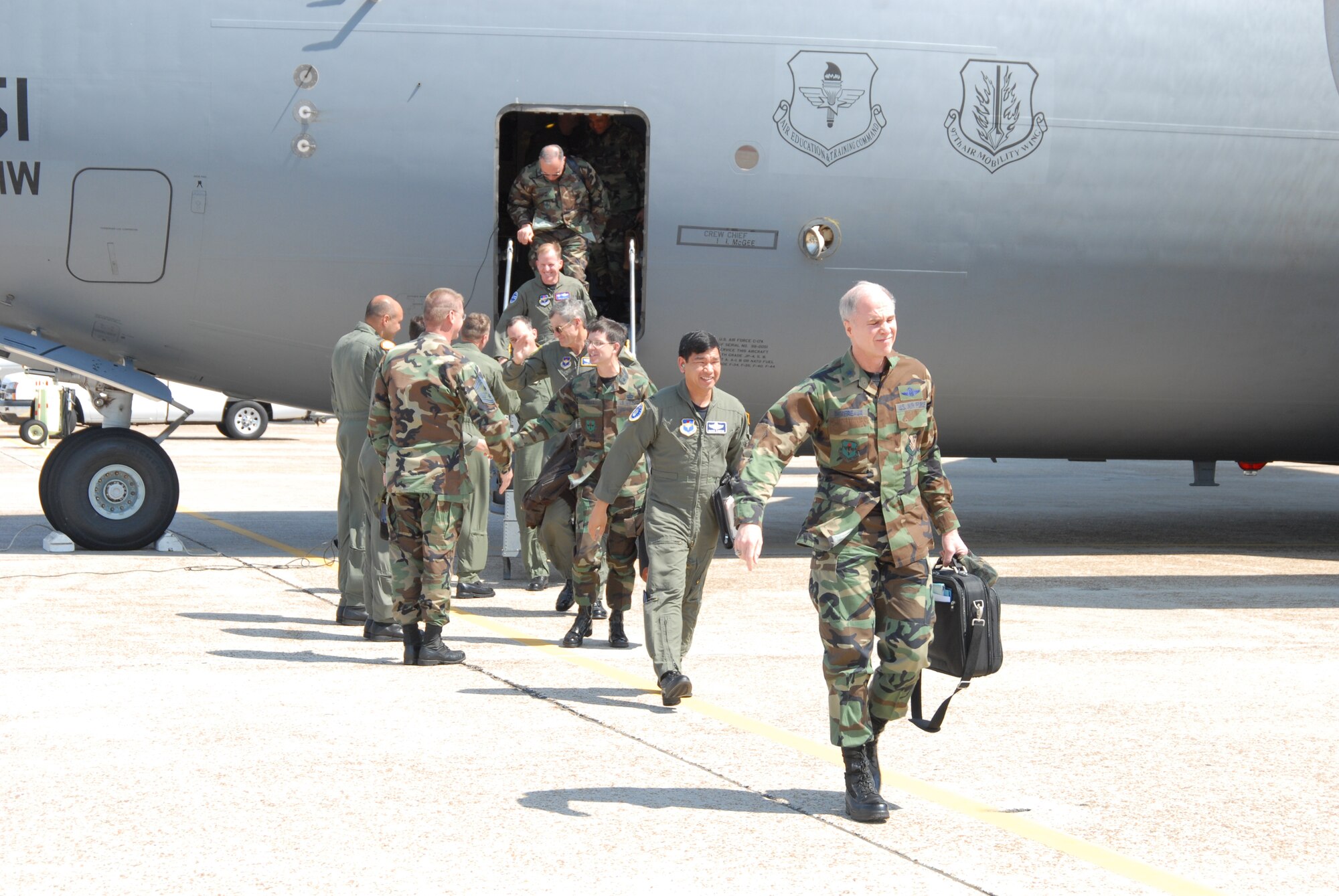 Commaders attending the AETC Commander's Conference arrived at Tyndall Monday afternoon. The conference provides the opportunity for the command's leaders to meet face-to-face and discuss important issues. The conference will be held at Tyndall March 12-16.