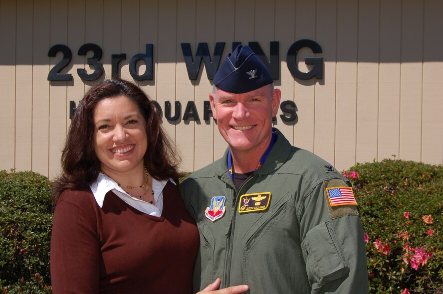 MOODY AIR FORCE BASE, Ga. -- The 23rd Wing commander, Col. Joseph Callahan and his wife Felicia are Air Combat Command nominees for the 2007 O’Malley award, which recognizes a leaders contributions to the nation, Air Force and community. (U.S. Air Force photo by Tech. Sgt. Parker Gyokeres)