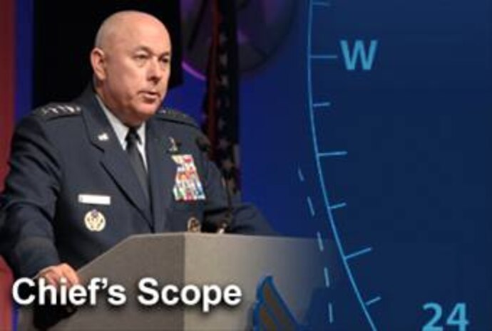 The Chief's Scope is designed to briefly highlight current topics Air Force Chief of Staff Gen. T. Michael Moseley feels are important to America's Airmen. (U.S. Air Force illustration/Mike Carabajal)