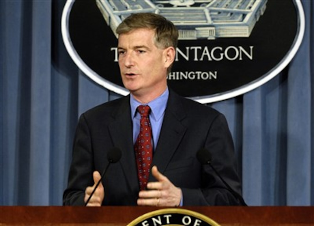 Kenneth J. Krieg, under secretary of defense for Acquisition, Technology and Logistics, conducts a press conference at the Pentagon, March 14, 2007.  