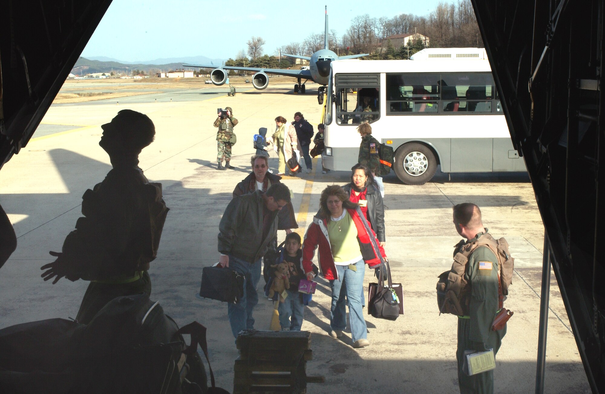 OSAN AIR BASE, Republic of Korea --  Area V received an “Outstanding” Monday from the Operational Readiness Inspection team for its noncombatant evacuation operations. In addition to the outstanding rating, which is the highest rating possible for an ORI, the Team Osan performance was lauded by the inspectors as the best seen to date. (U.S. Air Force photo by Airman Jason Epley)