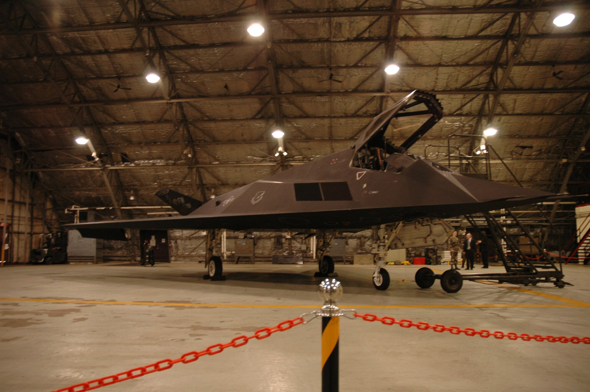 OSAN AIR BASE, Republic of Korea --  Approximately 20 Republic of Korea general officers were invited out to see an F-117 sitting in a Black Cat hangar. The jet is deployed to the Korean peninsula from Holloman AFB, N.M. (U.S. Air Force photo by Senior Airman Brok McCarthy)