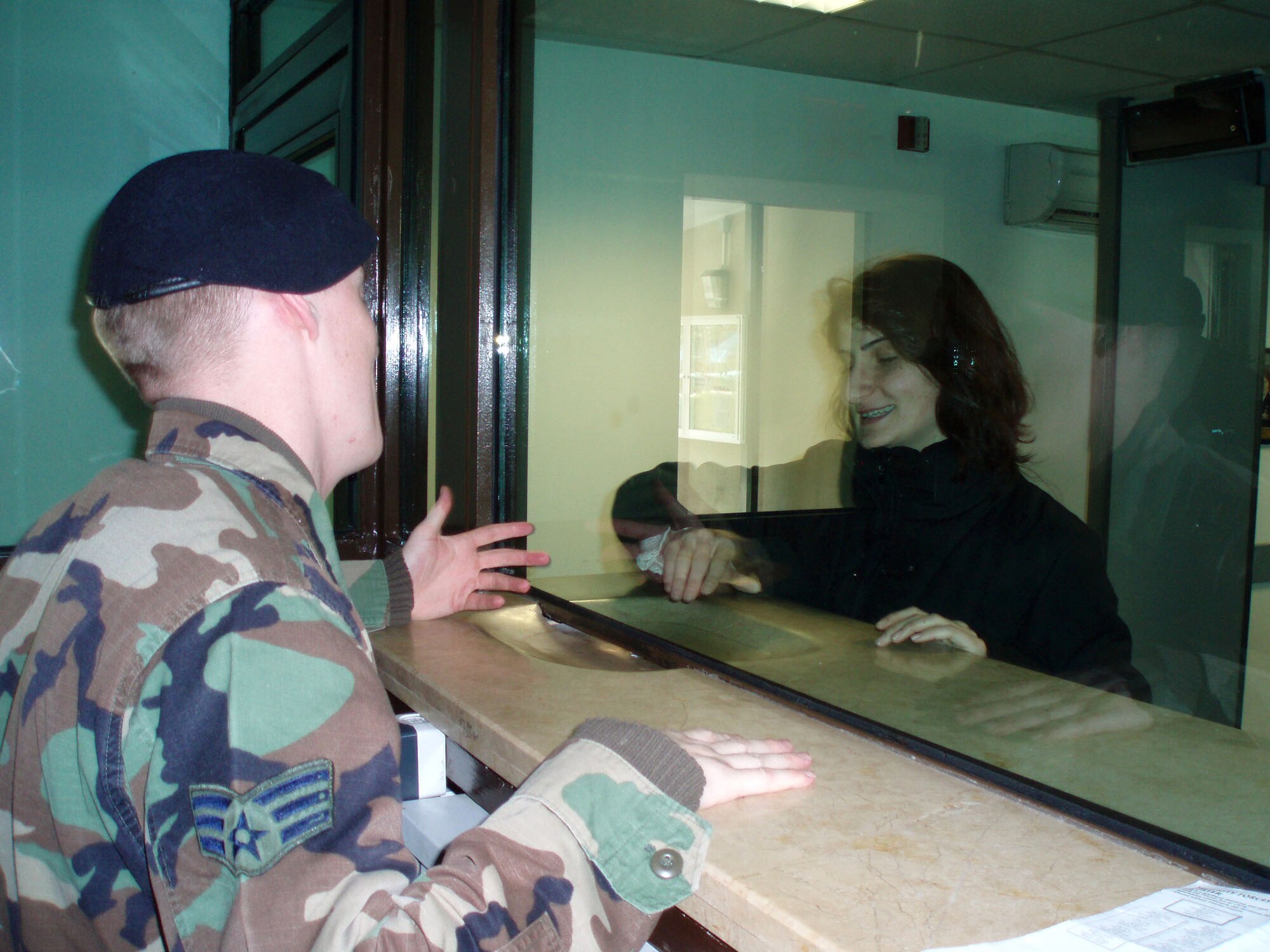 Senior Airman Joshua Ames assists a customer at. . Airman Ames' professionalism was honored as he was a nominee for the 39th Air Base Wing Airman of the Year. Halfway through his first enlistment, Airman Ames has also been stationed in Korea and Minot Air Force Base, N.D. (U.S. Air Force photo)
