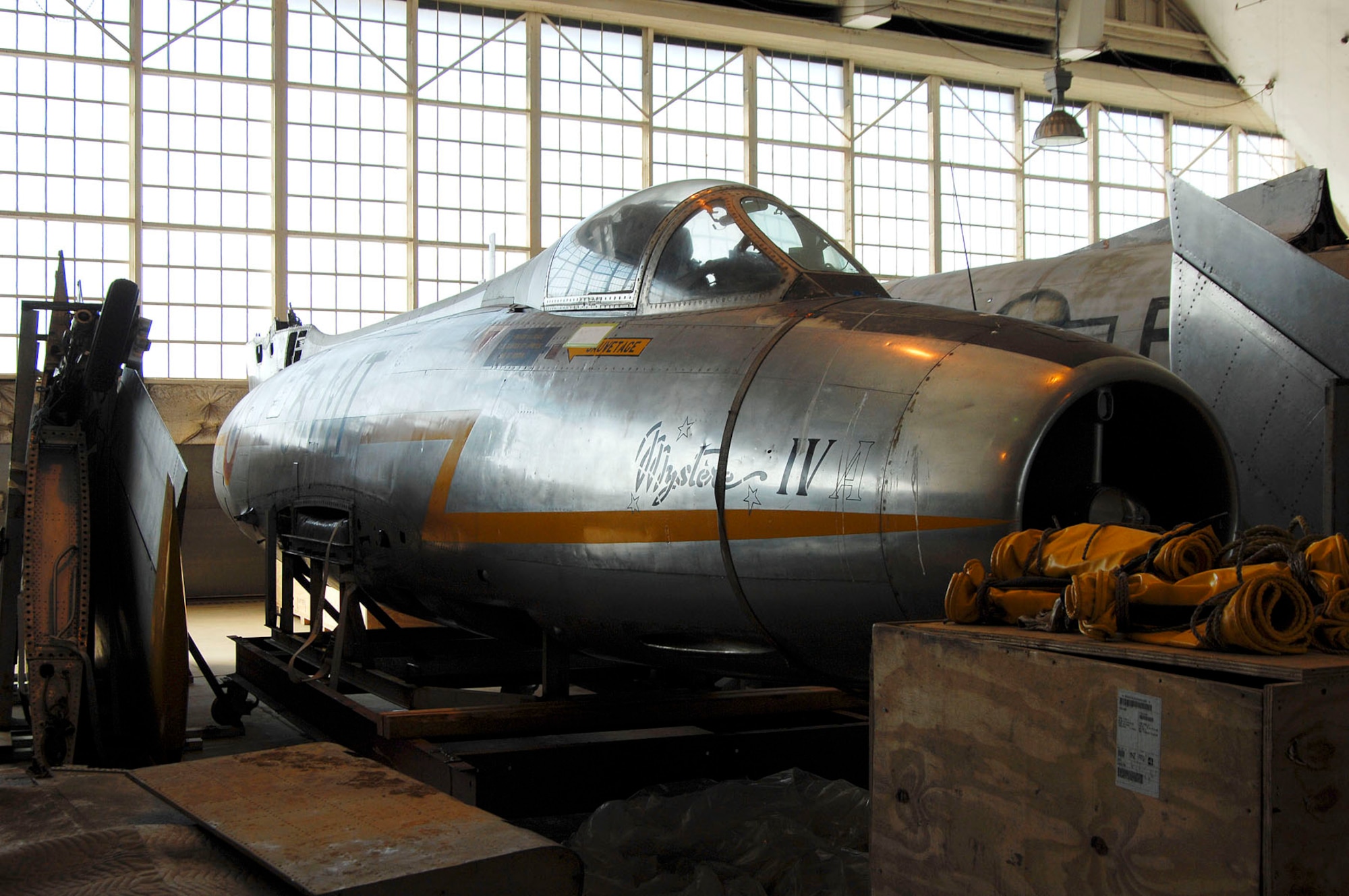 DAYTON, Ohio (02/2007) -- Mystere IVA in the restoration area of the National Museum of the U.S. Air Force (U.S. Air Force photo by Ben Strasser)