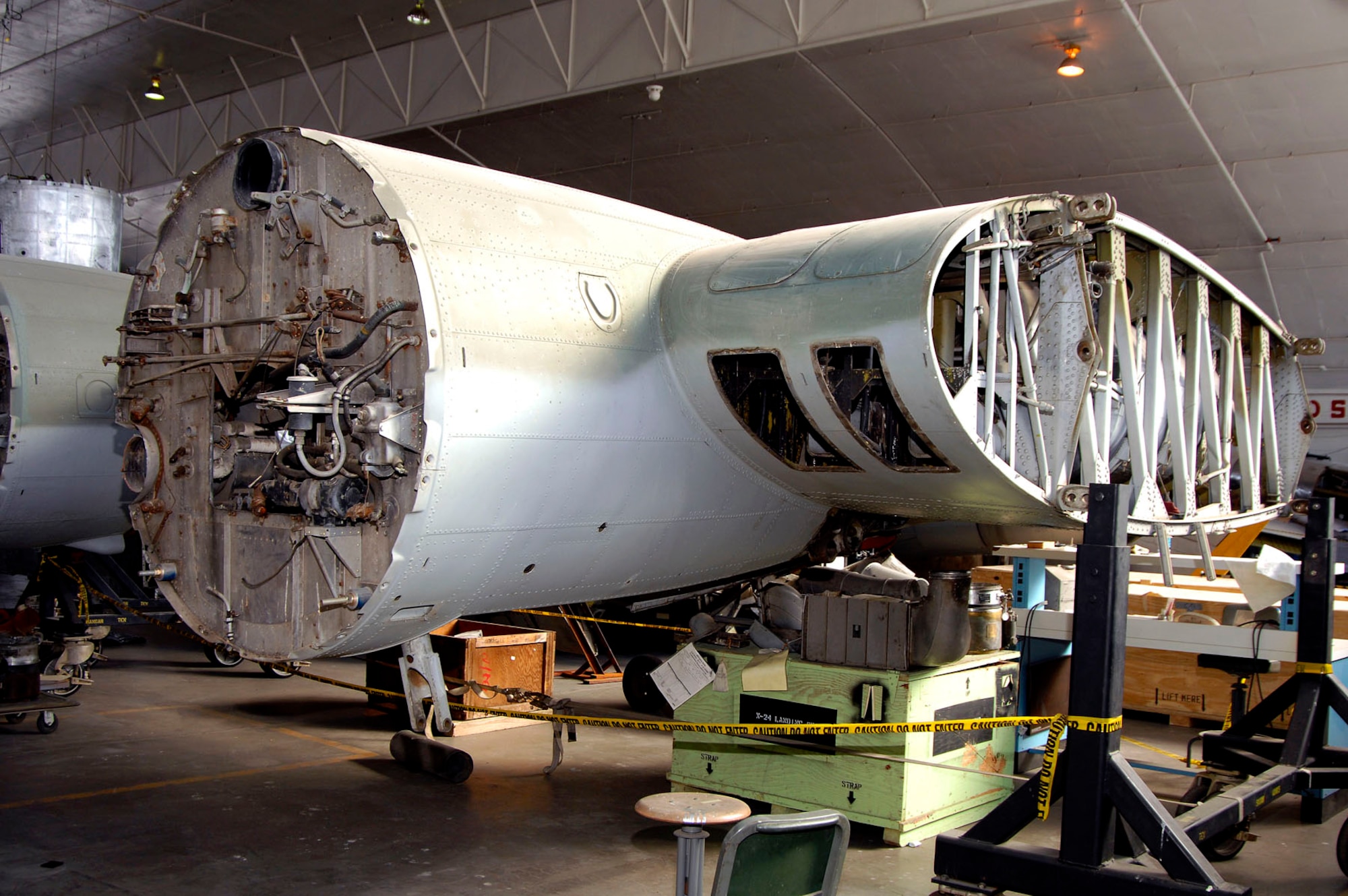 DAYTON, Ohio (02/2007) - A section of the wing from the "Memphis Belle" in the restoration area of the National Museum of the U.S. Air Force. (U.S. Air Force photo by Ben Strasser)