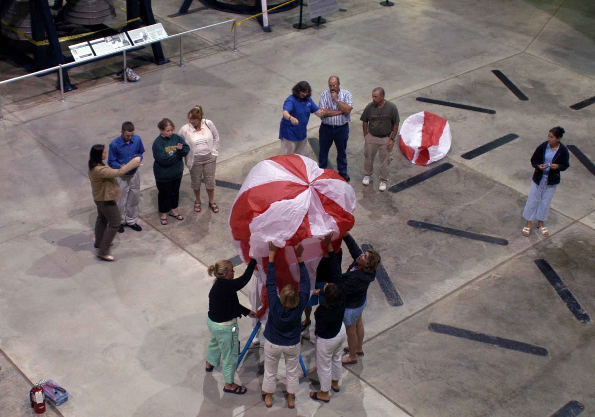 DAYTON, Ohio -- Teachers launch a hot air balloon during a Project SOAR workshop at the National Museum of the United States Air Force. (U.S. Air Force photo)