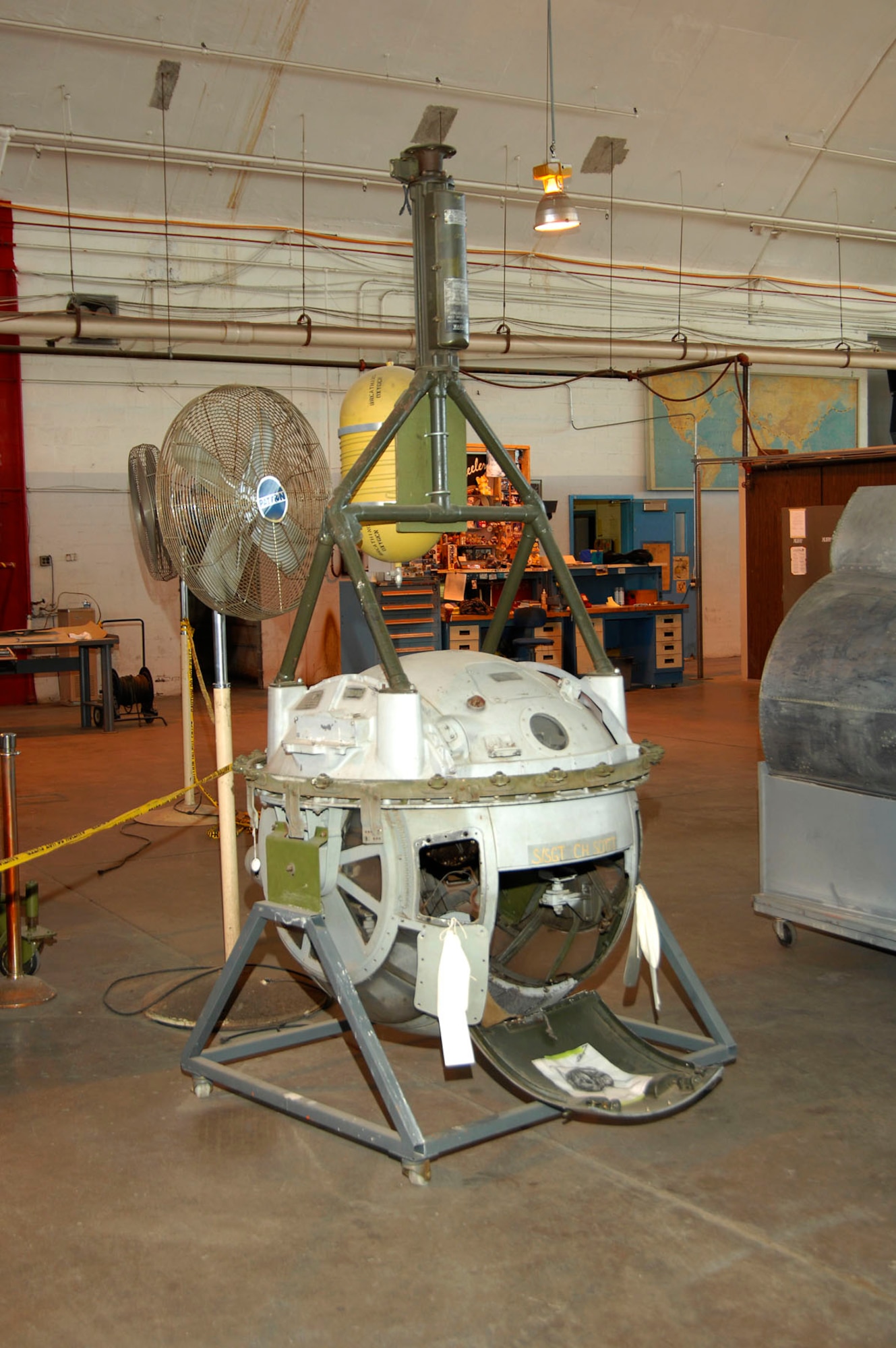 DAYTON, Ohio (02/2007) - Ball turret of the B-17F "Memphis Belle" undergoing restoration at the National Museum of the U.S. Air Force. (U.S. Air Force photo by Ben Strasser)