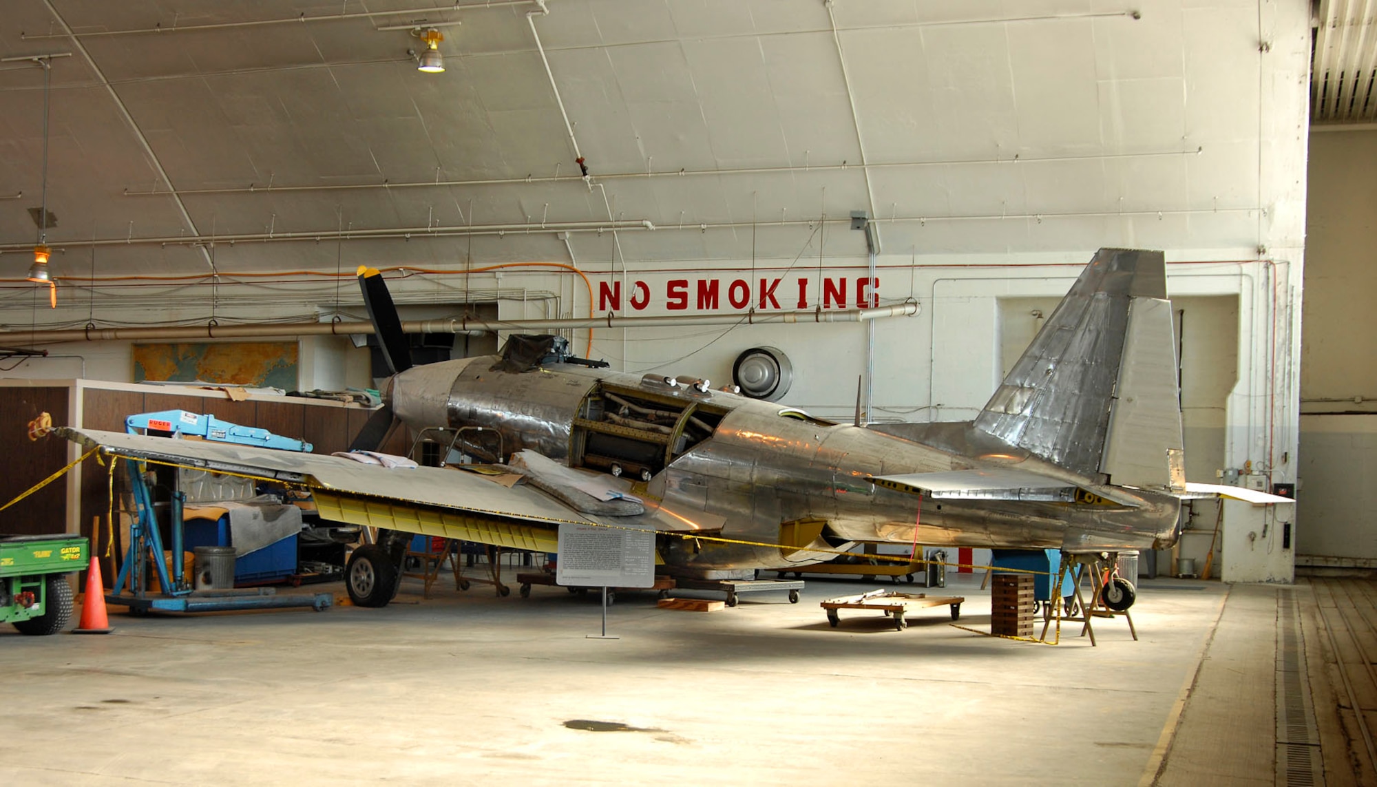 DAYTON, Ohio (02/2007) - Fisher P-75A Eagle undergoing restoration at the National Museum of the U.S. Air Force. (U.S. Air Force photo by Ben Strasser)