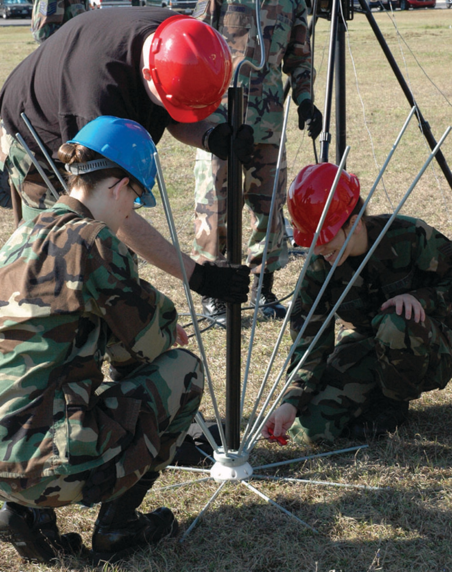 Airmen set up an antenna in preparation for the Operation Combined Eagle exercise held March 8 at Duke Field. (U.S. Air Force photo by Staff Sgt. Mareshah Haynes)