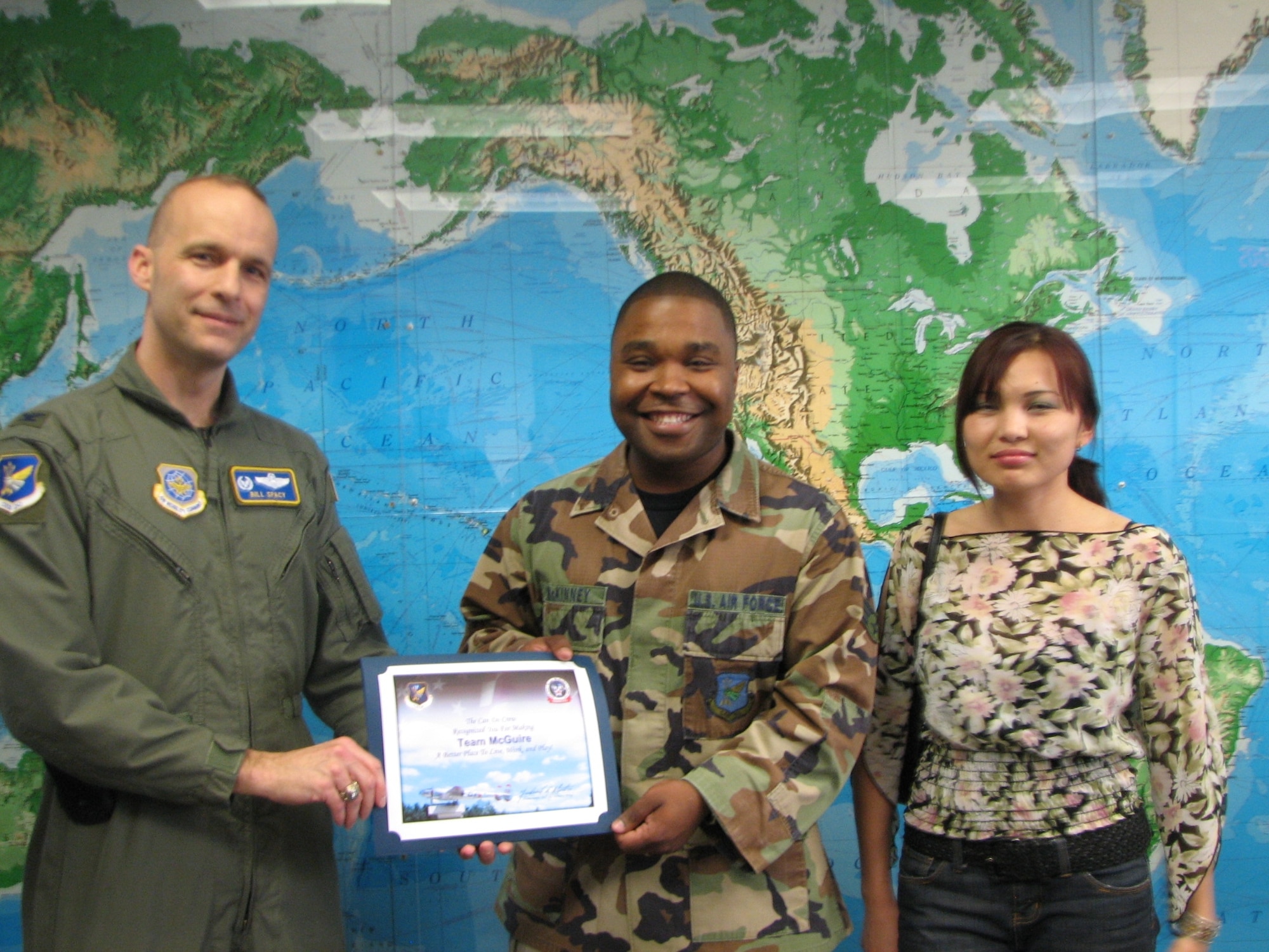 The Can Do Crew would like to recognize Senior Airman Marcel McKinney, 2nd Aerial Refueling Squadron for his model “Can Do” attitude. Airman McKinney currently works in the Squadron Aviation Resource Management System Section. The SARMS section is one of only two support offices in the 2nd ARS. Consequently, they are often tasked at a very high level with office duties, plus an impressive amount of additional duties. Airman McKinney is charged with a plethora of additional duties, and always serves his customers with respect, professionalism and a smile. No matter how busy he is or what he is working on, he stops and assists his customers whenever they are in need of service. Airman McKinney has been identified by his squadron commander, Lt. Col. Kevin Lamberth, as the “bedrock” of his SARMS office. This level of customer service given by Airman McKinney not only allows others to do their job better, but exudes the “Can Do” spirit. 
Be aware that the Can Do Crew is everywhere, looking for outstanding service. They covertly seek members of Team McGuire who make a difference, identifying and recognizing only the best. Remember, the strongest asset of Team McGuire is its people; you are what makes McGuire a better place to live, work and play. Do you know someone who demonstrates exceptional customer service and has a "Can Do" attitude?  You can submit a nomination for the Can Do Award by e-mailing the Can Do Crew at McGuireCanDoCrew@mcguire.af.mil.
