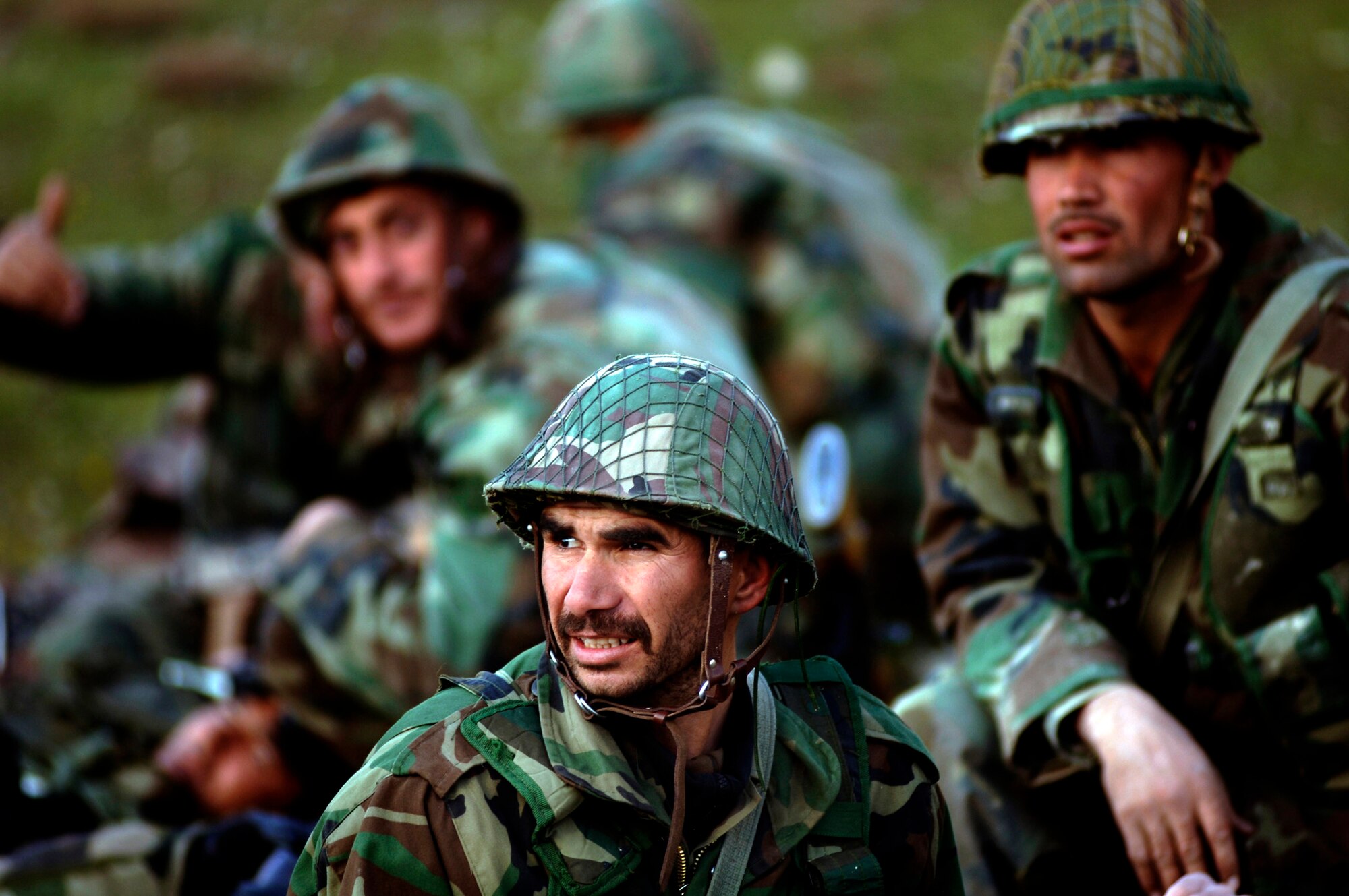 Afghan National Army officer candidates participate in a medical evacuation exercise March 15 being held at the Kabul Military Training Center in Afghanistan.  U.S. Air Force members provide military guidance and mentorship for the ANA instructors, officers and trainees at KMTC. (U.S. Air Force photo/Tech. Sgt. Cecilio M. Ricardo Jr.) 
