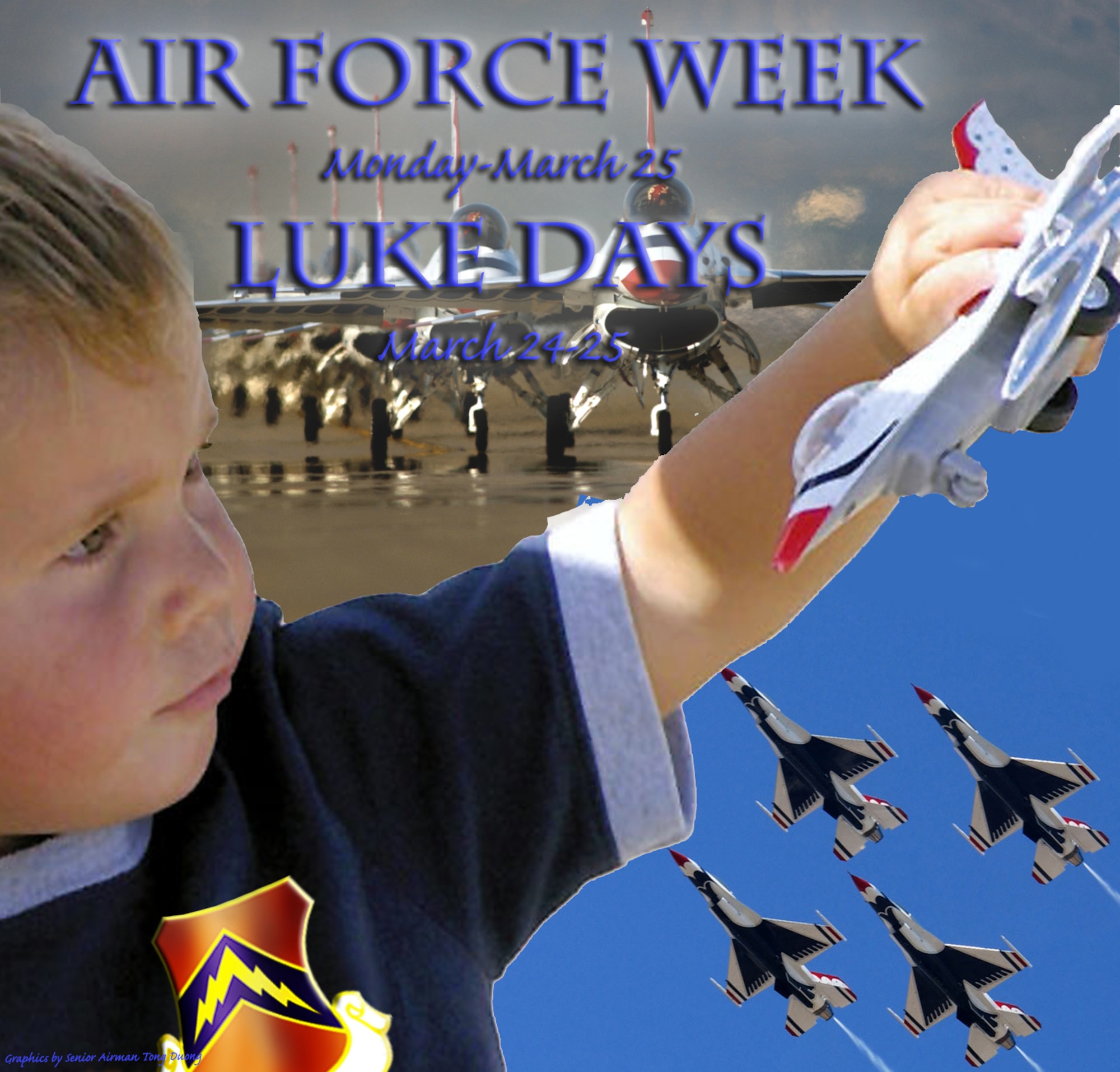 Luke Days Air Show March 24 and 25 celebrates the 60th anniversary of the Air Force. Everyone is welcome to attend; admission is free. For a schedule of events, directions to the base and parking information