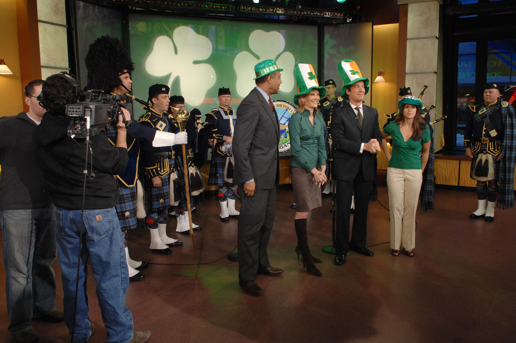 The U.S. Air Force Reserve Pipe Band performs traditional Celtic music during an appearance on the Good Morning America show in New York City March 17, 2007. The Pipe Band performed at the Good Morning America show prior to participating in the New York City St. Patrick's Day parade. (U.S. Air Force photo/Airman First Class Timothy Chacon)