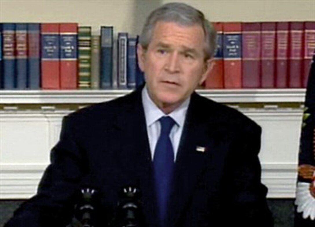 President George W. Bush talks about the fourth anniversary of Operation Iraqi Freedom, March 19, 2007.