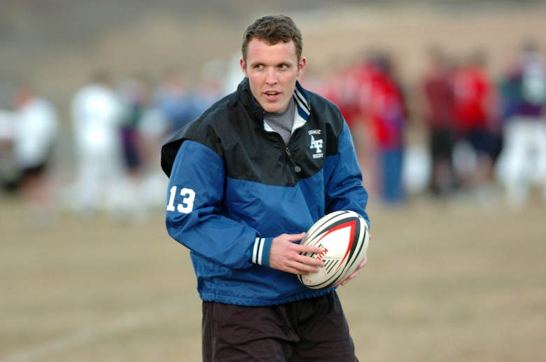 Cadet 2nd Class Marc Ward suffered a debilitating injury during a rugby game in 2003 in a game against the University of California at Berkeley. He lost full use of his right arm for six months, but has since made a full recovery and now coaches as part of the academy rugby team. (U.S. Air Force photo/1st Lt. John Ross)