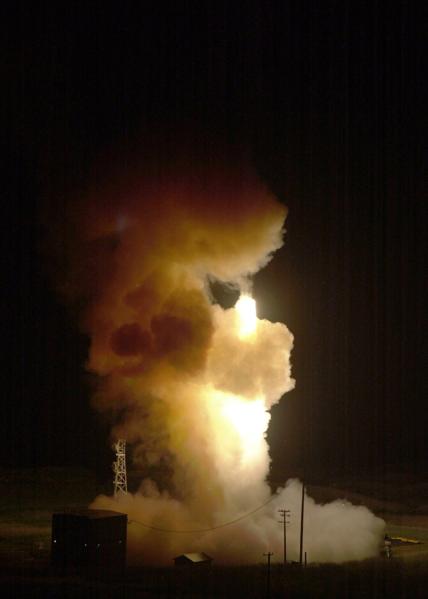 An unarmed Minuteman II intercontinental ballistic missile testing Missile Defense Agency sensors launches from North Vandenberg at 9:27 p.m. March 20.
