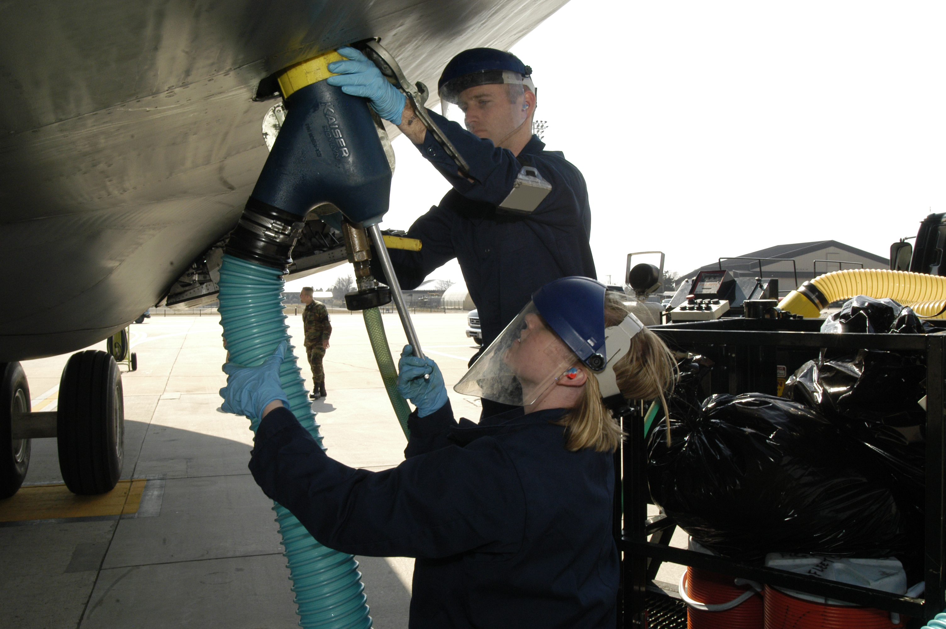 Crossing into the blue Fleet Services Flight cleans aircraft, pumps