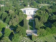 MINOT AIR FORCE BASE, N.D. -- An aerial view of Arlington National Cemetery shows the final resting place of men and women who’ve served in the U.S. Armed Forces. An air crew from the 23rd Bomb Squadron here flew a B-52H Stratofortress over Arlington National Cemetery March 21 to support the military funeral of retired Gen. Louis Seith, former chief of staff for Supreme Headquarters Allied Powers Europe and World War II pilot. (courtesy photo)
