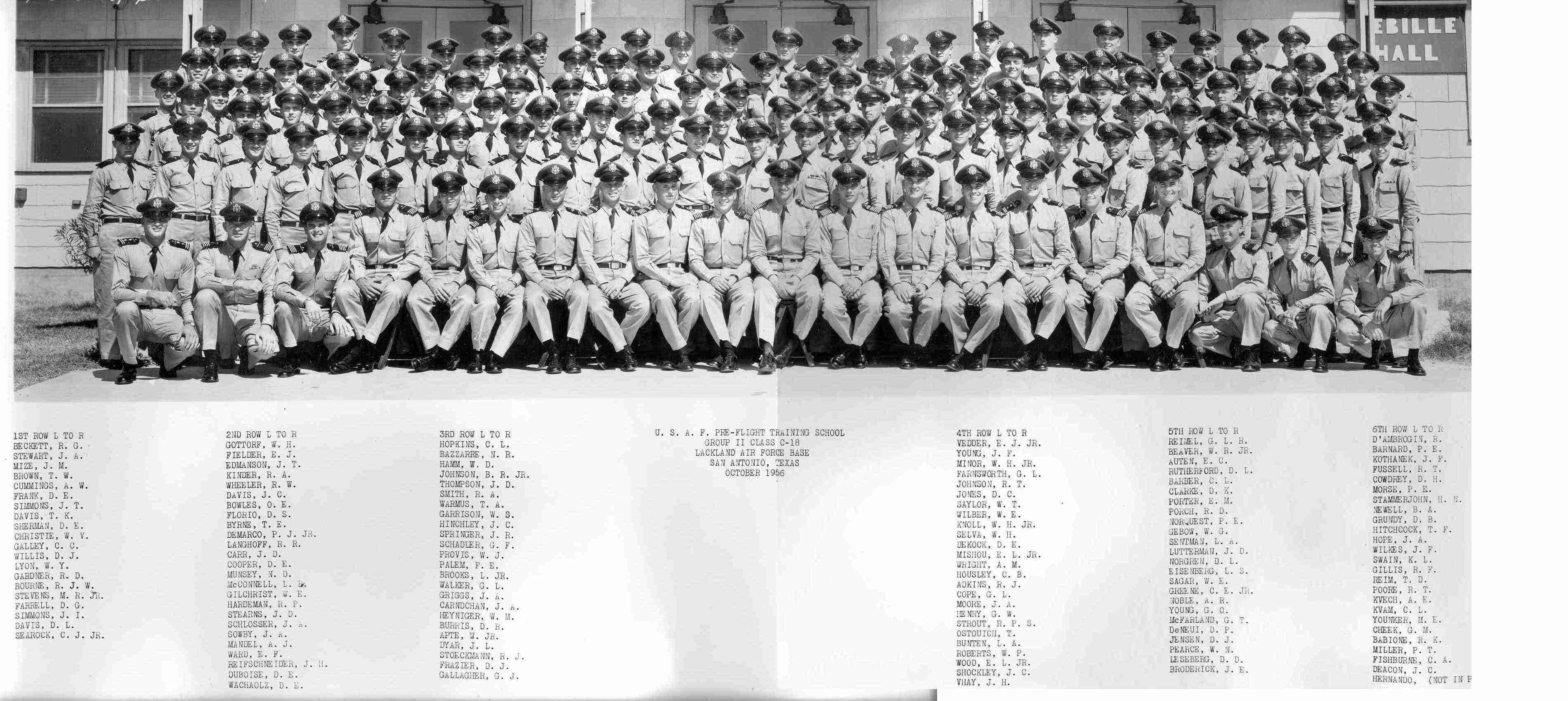 Usaf Pre Flight Class C 18 October 1956 From Wilkes