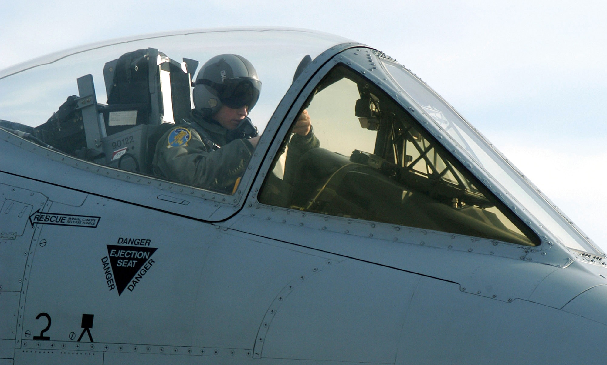 Capt. David Kirkendall, an active-duty A-10 pilot from Spangdahlem Air Base, Germany, prepares to taxi an A-10 from the Air Force Reserve's 442nd Fighter Wing at Whiteman Air Force Base, Mo., Feb. 11.  The 442nd has teamed up with the 81st Fighter Squadron from Spangdahlem to provide training flights and upgrade training to active-duty pilots for the next three months. (U.S. Air Force photo/Maj. David Kurle)