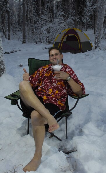 At Temperatures below zero, Staff Sgt. Matthew Hannen might have gotten his wires crossed. This isn't the same "Cool School Fonz attended. (Photo by Senior Airman Rachel Walters)