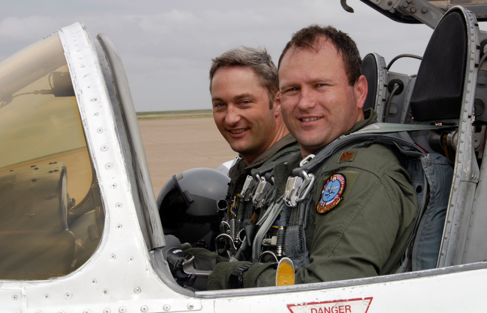 Maj. Jeff Grayson and Maj. John Koski, both reservists with the 97th Flying Training Squadron, prepare to take off Feb. 23.  The flight marked Major Grayson's 3,000th hour of flying. (U.S. Air Force photo/Sandy Wassenmiller)
