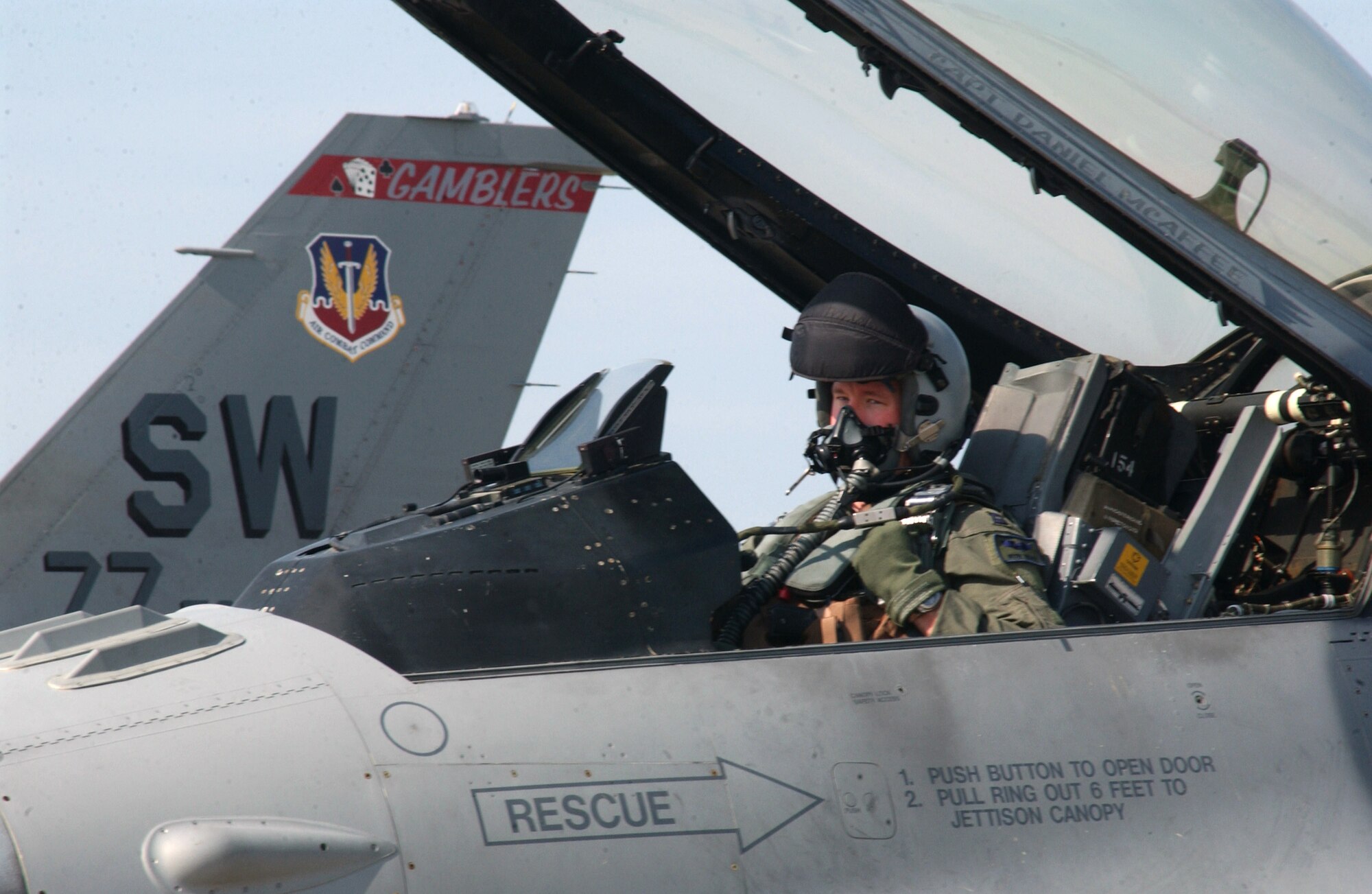 A pilot from the 79th Fighter Squadron prepares an F-16 Fighting Falcon for launch in support of an operational readiness exercise March 27 at Shaw Air Force Base, S.C. Exercises prepare Airmen for future deployments. (U.S. Air Force photo/Staff Sgt. Nathan Bevier) 

