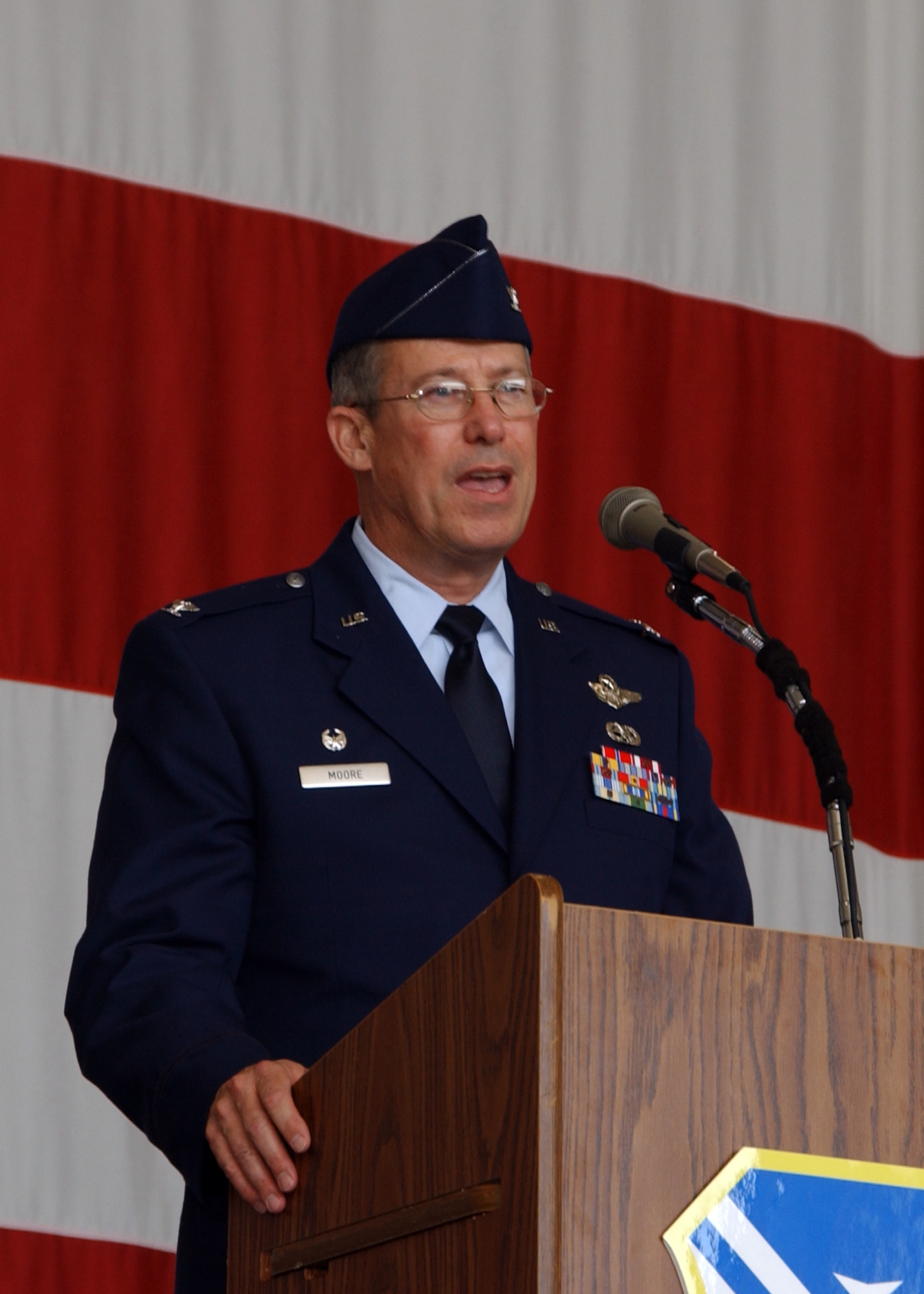 Brig. Gen. Thomas Moore, assumed command of the 116th Air Control Wing from Col. James Jones during a change of command ceremony March 23.  U.S. Air Force photo by Tech. Sgt. Mary Smith