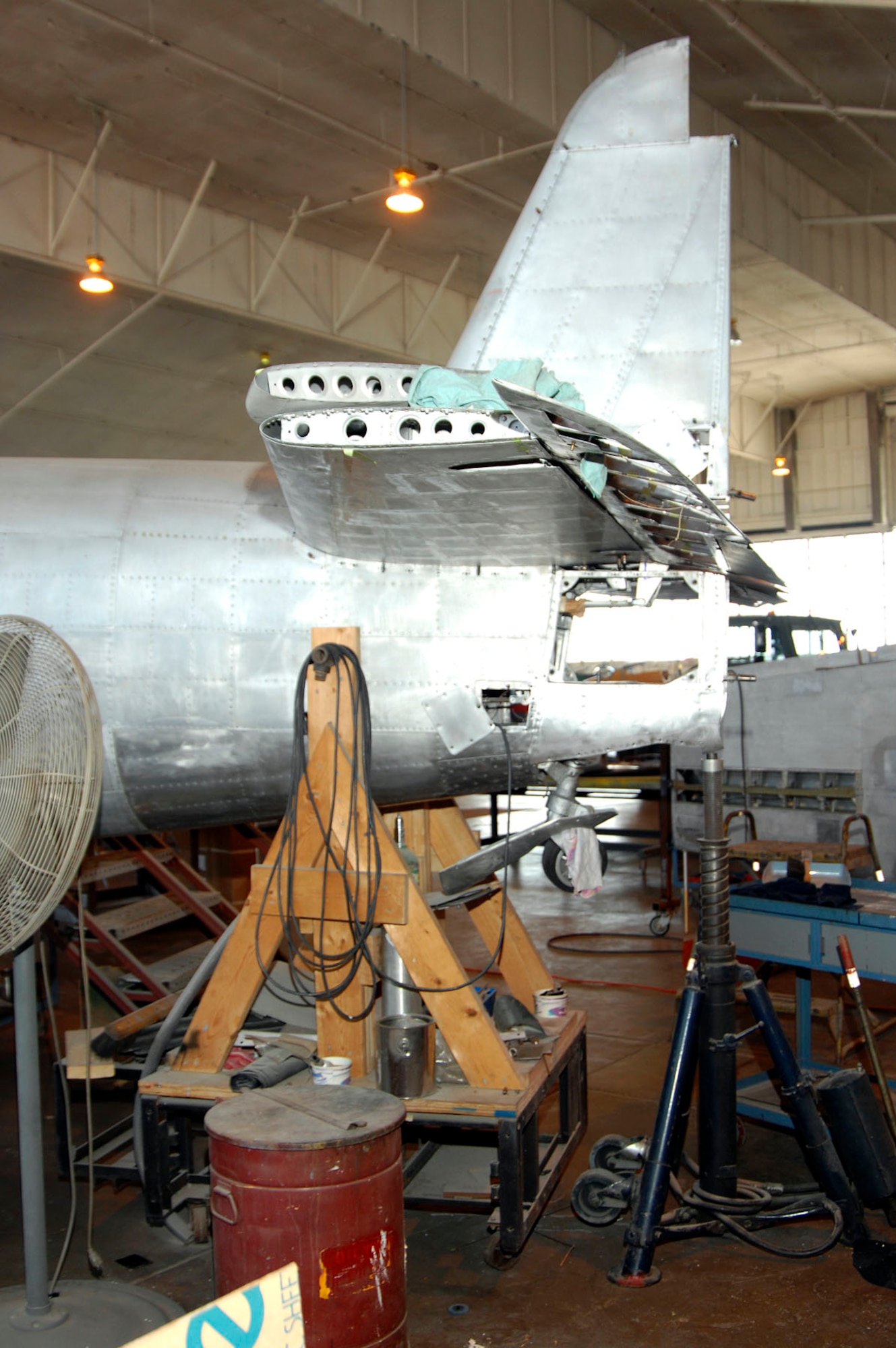 DAYTON, Ohio (02/2007) -- Japanese George tail section in the restoration area of the National Museum of the U.S. Air Force. (U.S. Air Force photo)