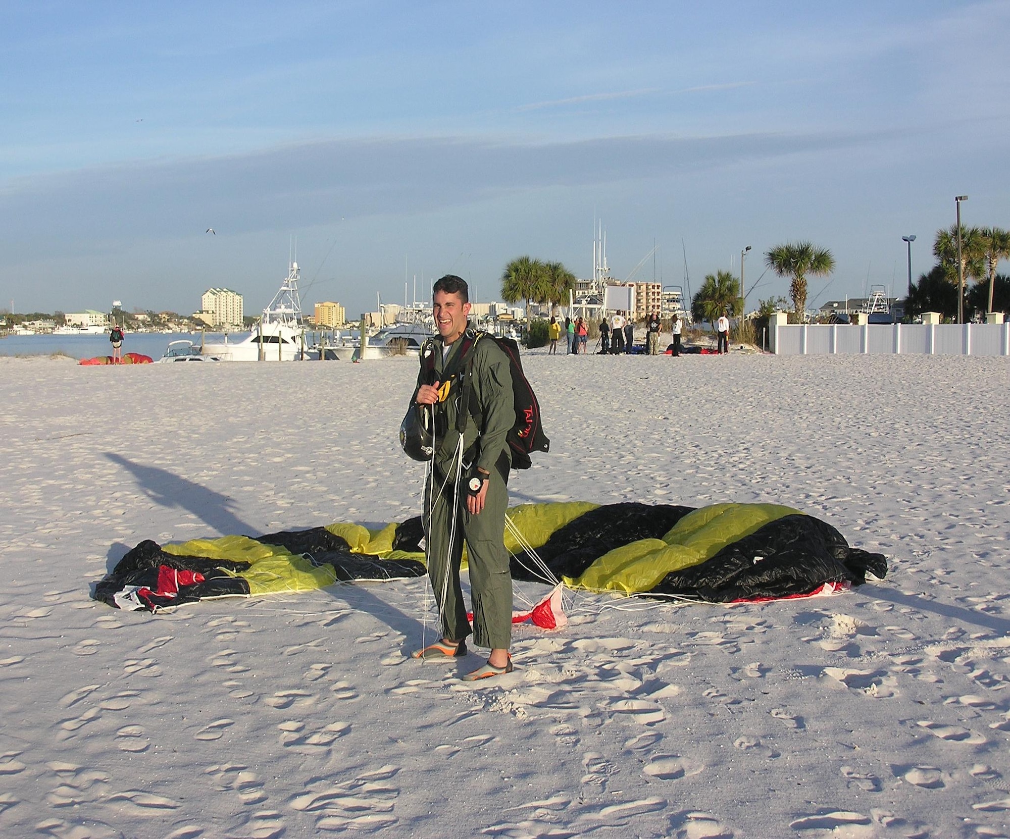 First Lt. Dan Montes, Air Force Research Laboratory at Eglin Air Force Base, Fla., completed a skydive jump from a B-17 Flying Fortress named "Nine-O-Nine" March 3. The B-17, serial number 44-83575, was restored to its original wartime configuration by the Collings Foundation, a non-profit educational foundation founded in 1979. Its purpose is to restore antique American vehicles and enable Americans to learn more about their heritage through "living history" events. Since 1989, the foundation began to include aviation related events to include the "Wings of Freedom Tour" of WWII aircraft. (Courtesy photo)