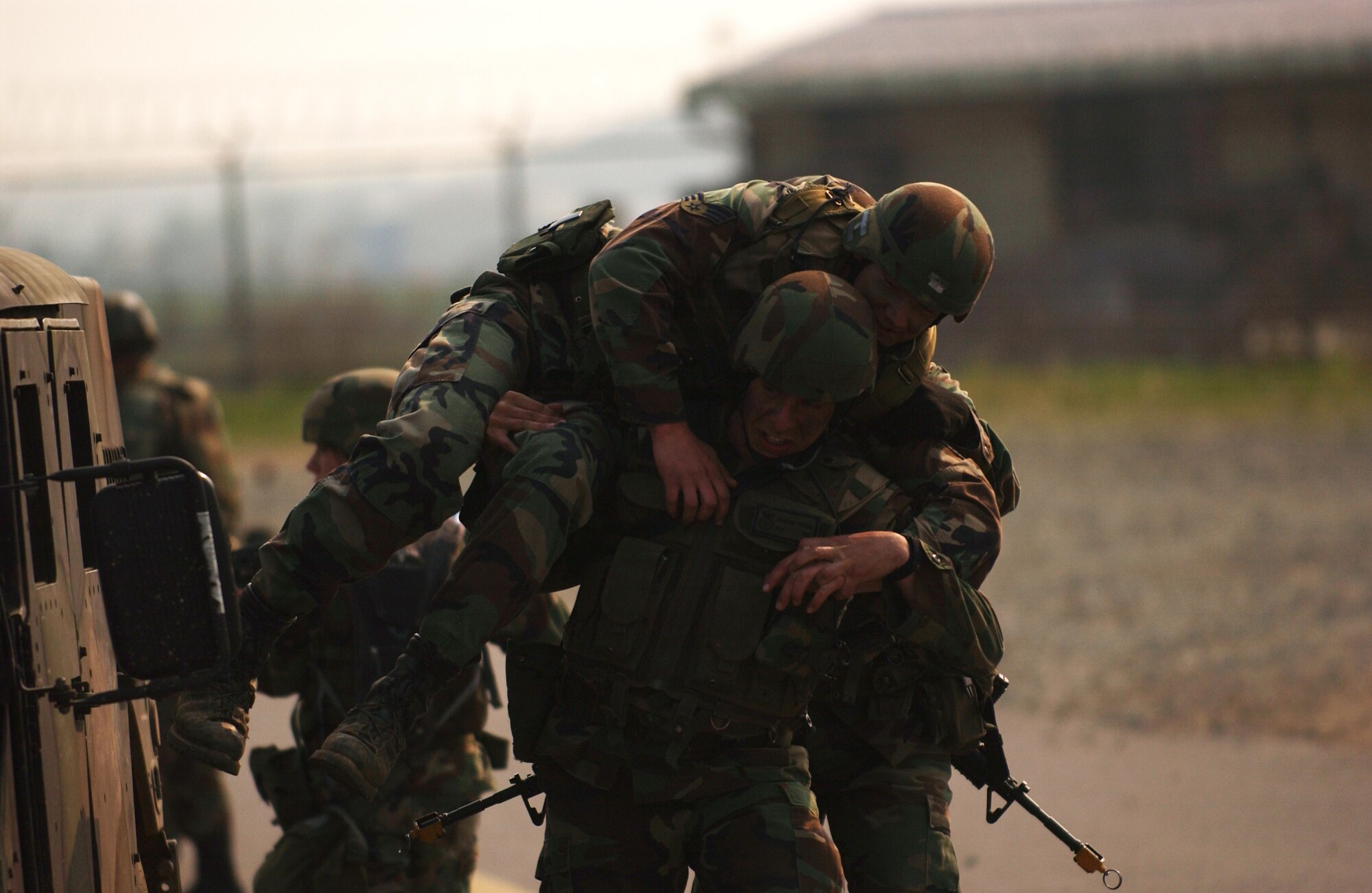 OSAN AIR BASE, Republic of Korea --  Airmen participate in a field training exercise at Commando Warrior here last year. (U.S. Air Force photo by Airman 1st Class Gina Chiaverotti