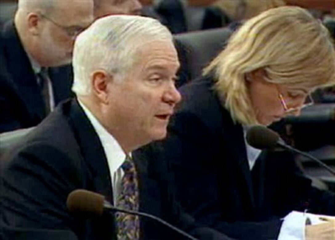 Defense Secretary Robert M. Gates gives opening remarks before the House Appropriations Defense Subcommittee in Washington, March 29, 2007.