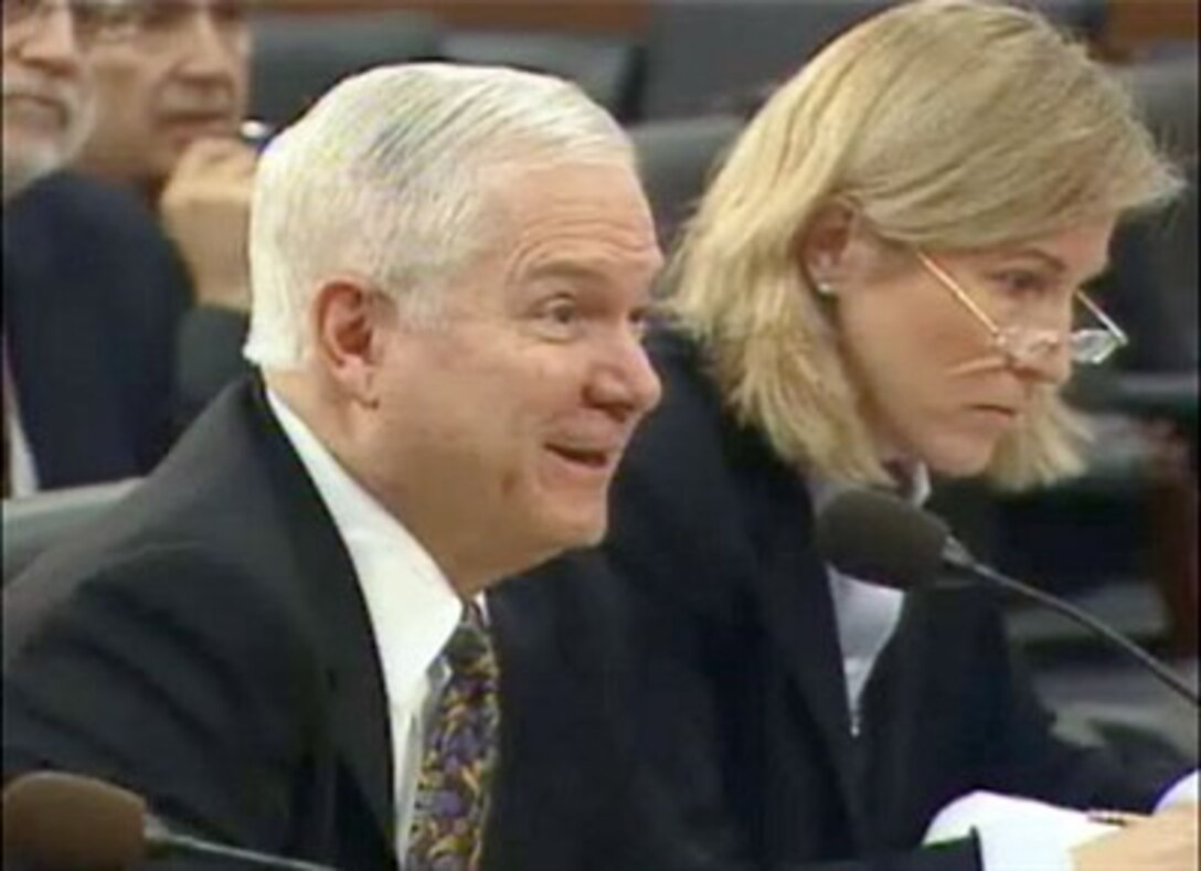 Defense Secretary Robert M. Gates gives testimony before the House Appropriations Defense Subcommittee in Washington, March 29, 2007.