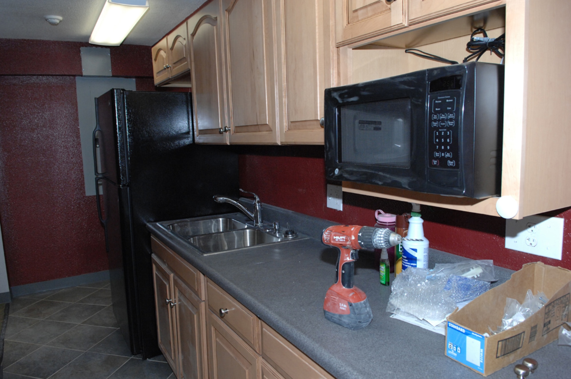 The kitchen in the up-comming Airmen's Center, is still under construction.
(U.S Air Force Photo/Senior Airman Larry E. Reid Jr.) 
