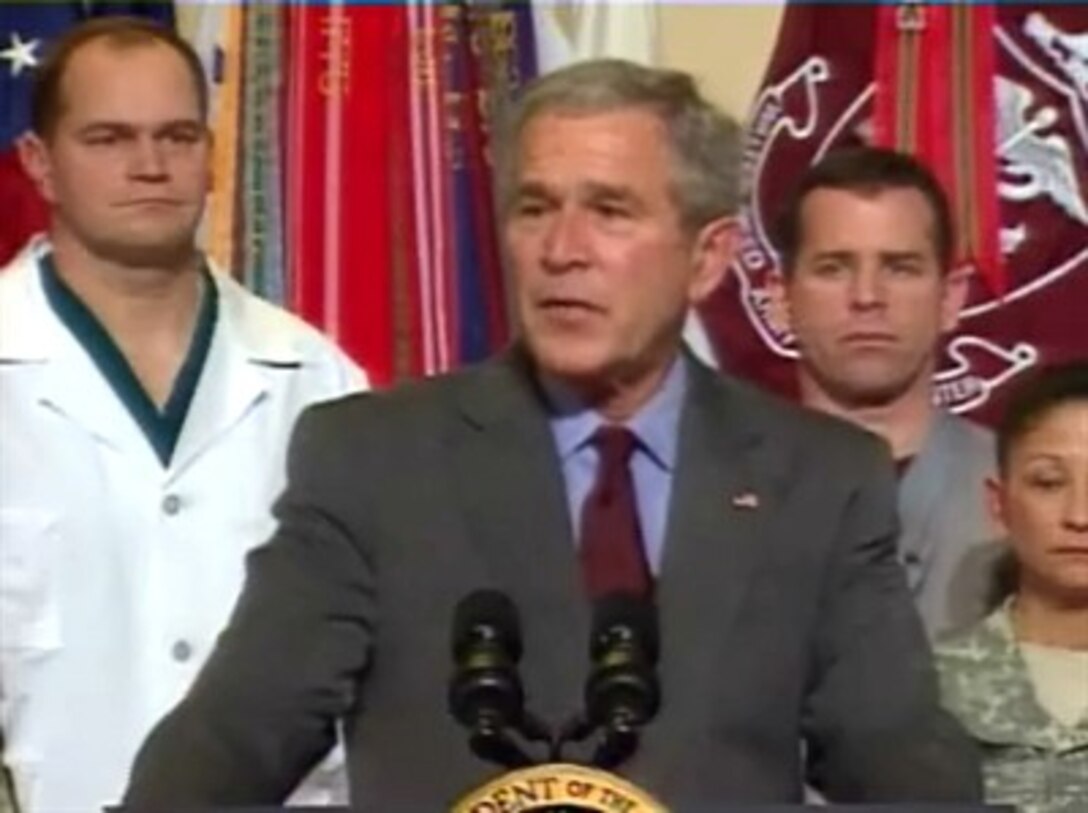 During a tour of Walter Reed Army Medical Center, President Bush pledged significant improvements in the care of wounded war veterans, March 30, 2007.