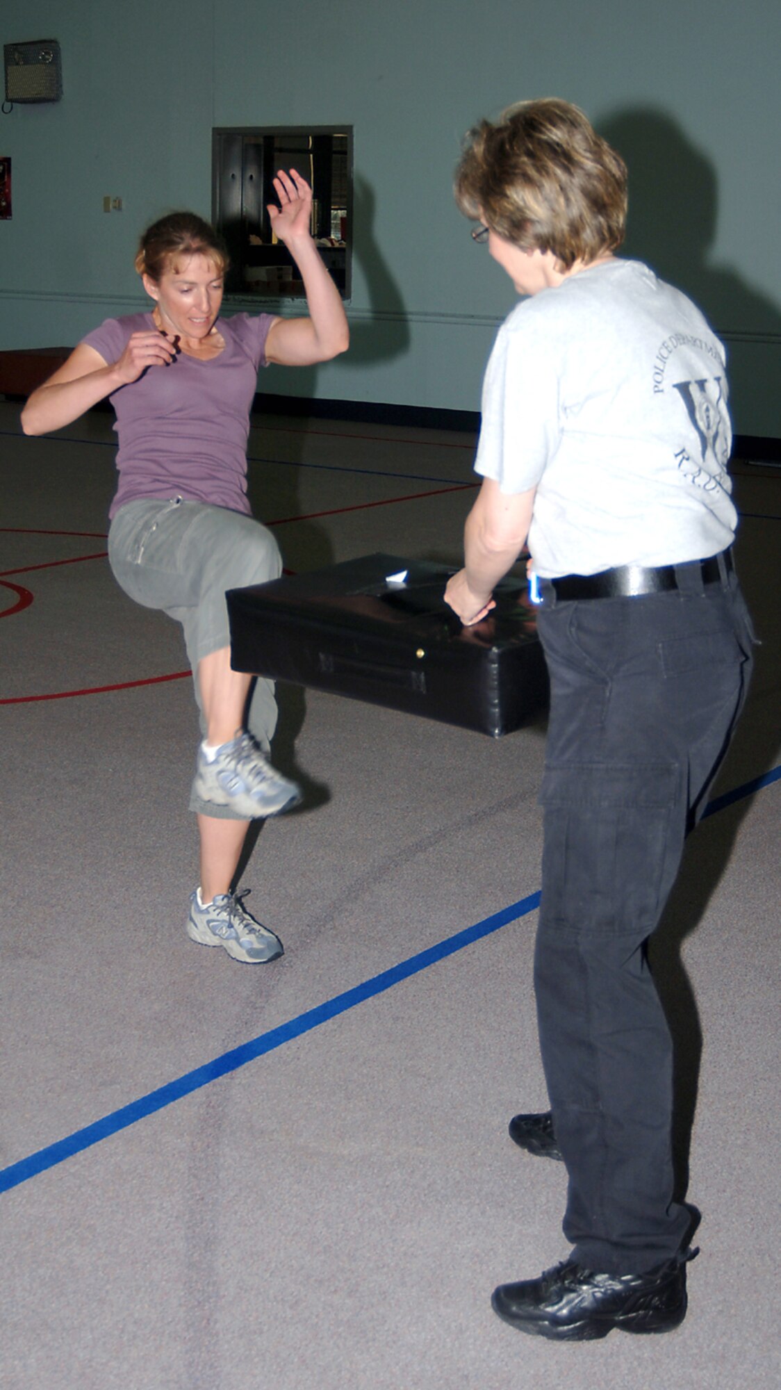 During the Rape Agression Defense Course participants were taught both physical and nonphysical ways to defend against an assault. Representatives from the Mississippi Univeristy for Women Police Department were on hand to teach the RAD class. (U.S. Air Force Photo/ Airman 1st Class Danielle Powell)