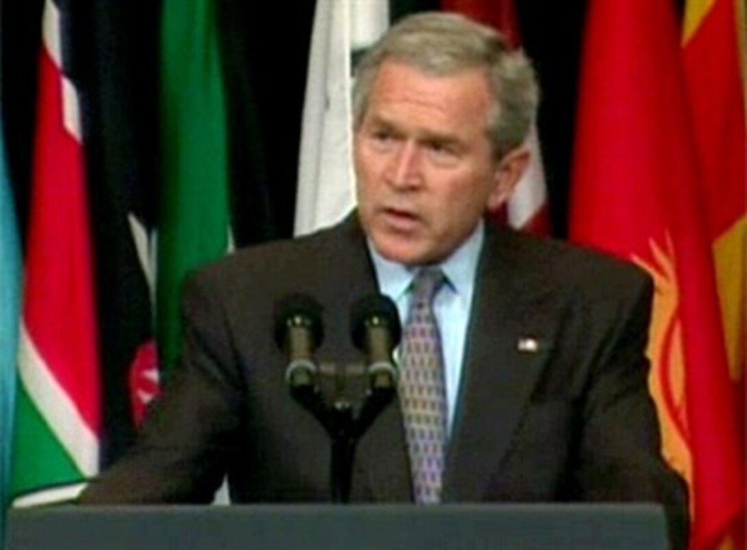 President George W. Bush addresses the U.S. Central Command Coalition Conference in Tampa, Fla., May 1, 2007.