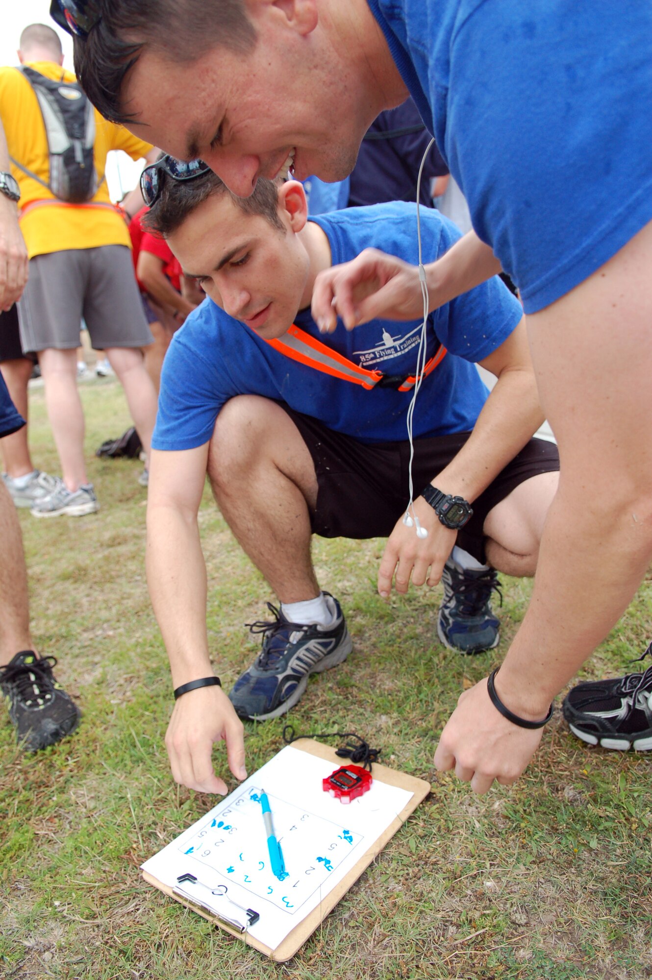 LAUGHLIN AIR FORCE BASE, Texas -- After biking 26 miles, Adventure Race teams were mentally challenged with a sudoku puzzle, giving them a chance to catch their breath and receive a quick drink of water.  (U.S. Air Force photo by Staff Sgt. Austin May)