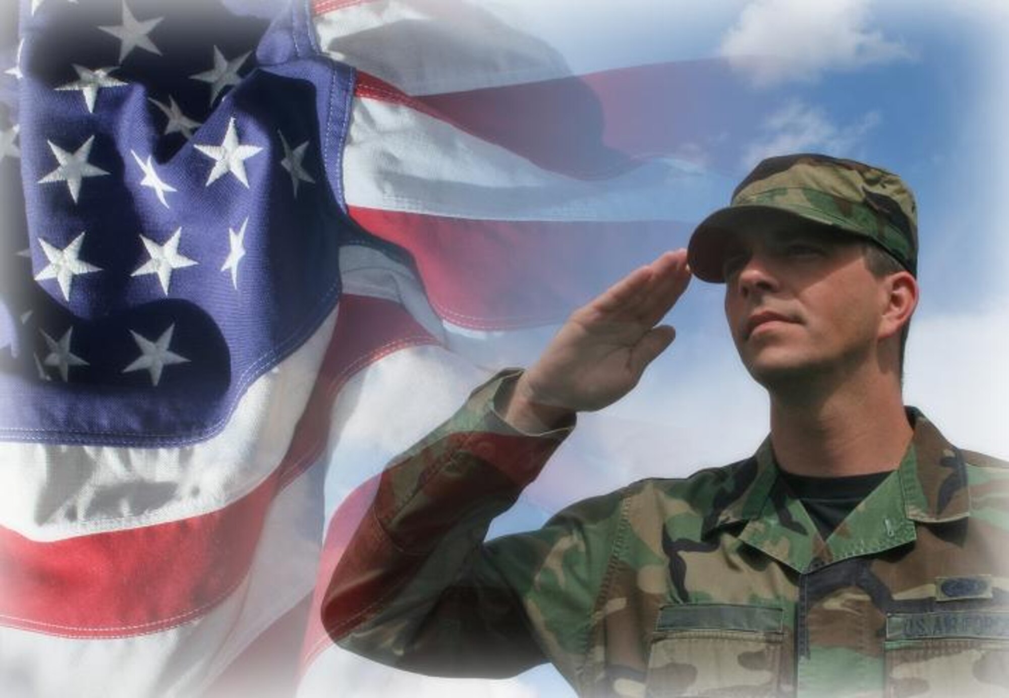 FAIRCHILD AIR FORCE BASE, Wash. – Sandra Humphreys created this image of the flag and her husband, Staff Sgt. Stephen Humphreys, 92nd Logistics Readiness Squadron, by combining two of her photos. (Graphic by Sandra Humphreys)
