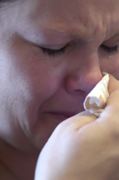 Tormented by her daughter’s death, Billie Lombardo tells her story to try to save other parents from the same anguish of losing a child to an accidental poisoning. (Tech. Sgt. Matthew Hannen)