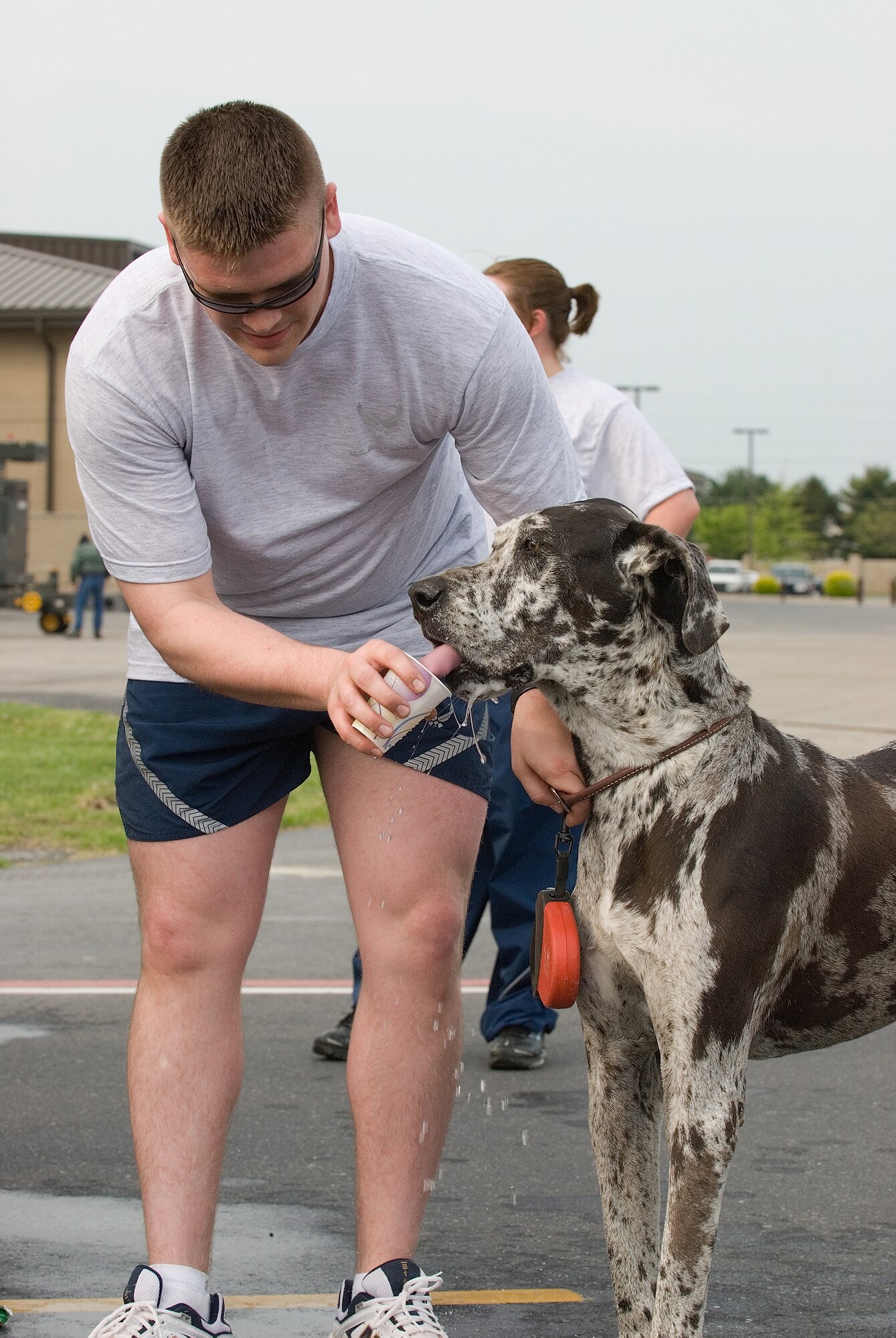 DOVER AIR FORCE BASE, Del. -- Capt. Karl Heinrich, 9th Airlift Squadron, and his dog, Annie, were two participants in the Warrior Run. (U.S. Air Force photo/Roland Balik)