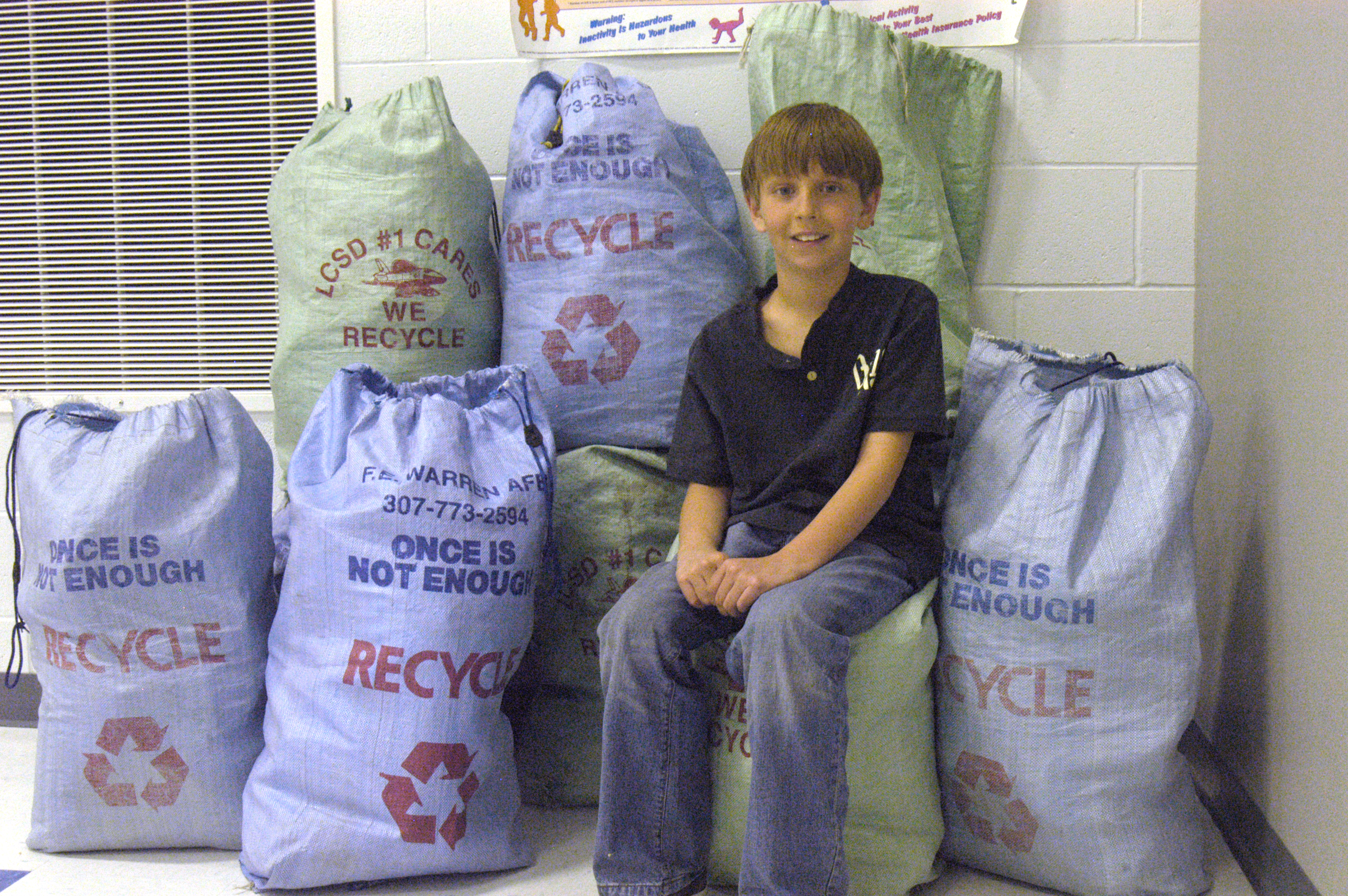 3rd grader starts school s recycling program F.E. Warren Air