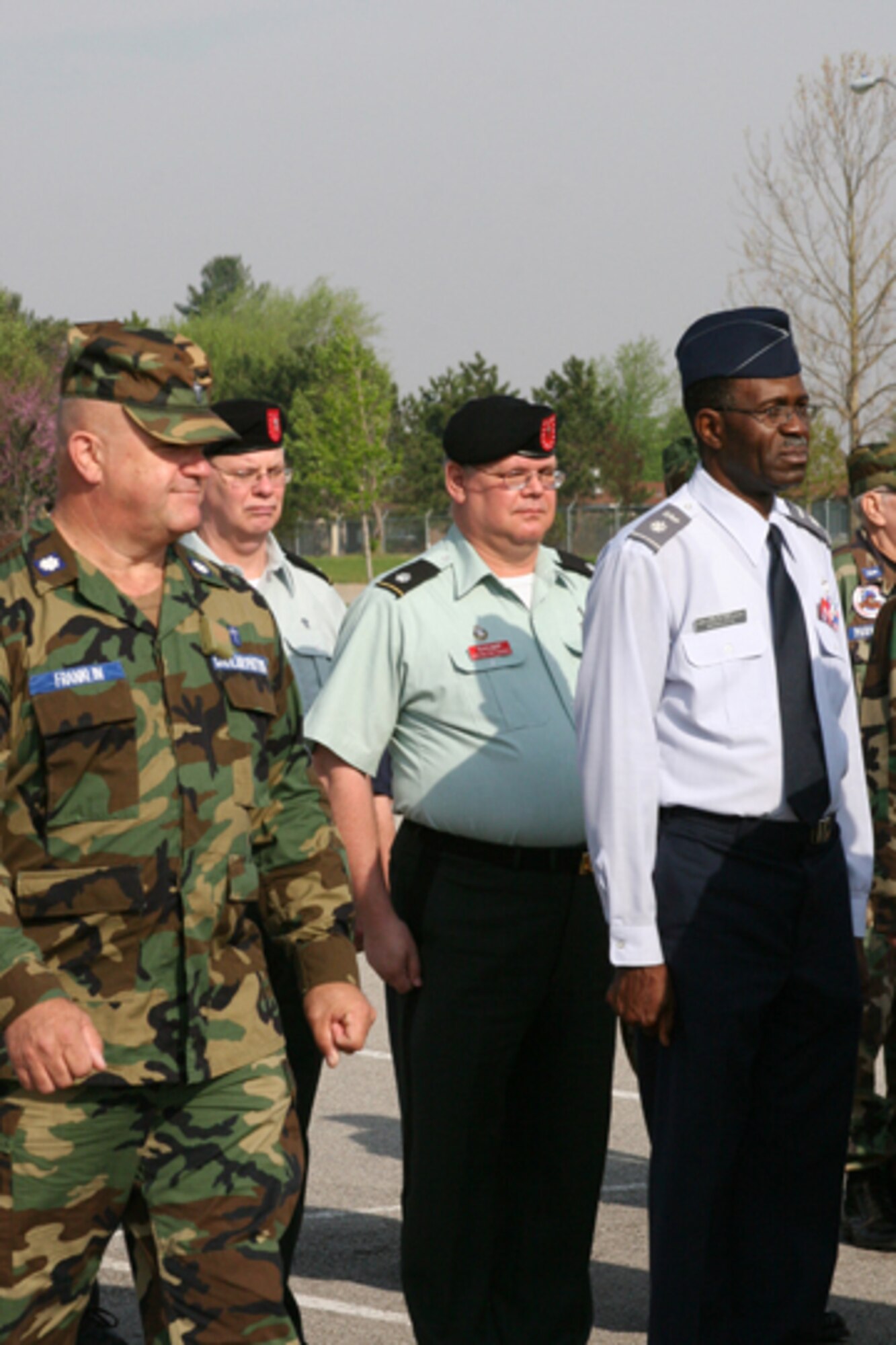 GRISSOM AIR RESERVE BASE, Ind.--Chaplain (Lt. Col.) Larry Franklin, the Deputy Region Chaplain for the Great Lakes Region Civil Air Patrol, inspects the formation of attendees to the Annual Chaplain Staff College here. The chaplain college provides instruction to Civil Air Patrol chaplains in subject matters ranging from military customs and courtesies to radio equipment usage. The Great Lakes Civil Air Patrol Chaplain Service located at Grissom conducts, what is considered, one of the best Civil Air Patrol staff colleges in the Nation.(U.S. Air Force photo/Senior Airman Omar Delacruz)